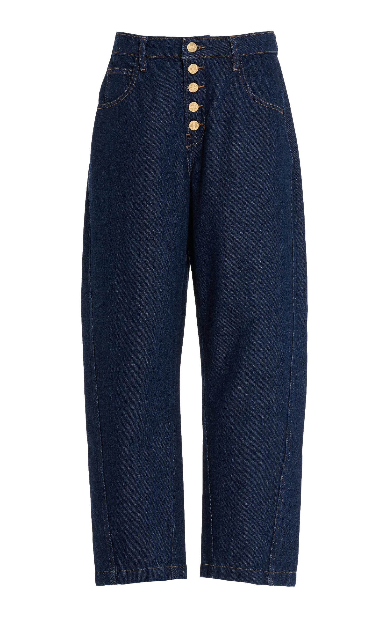 Rigid High-Rise Cropped Balloon-Leg Jeans