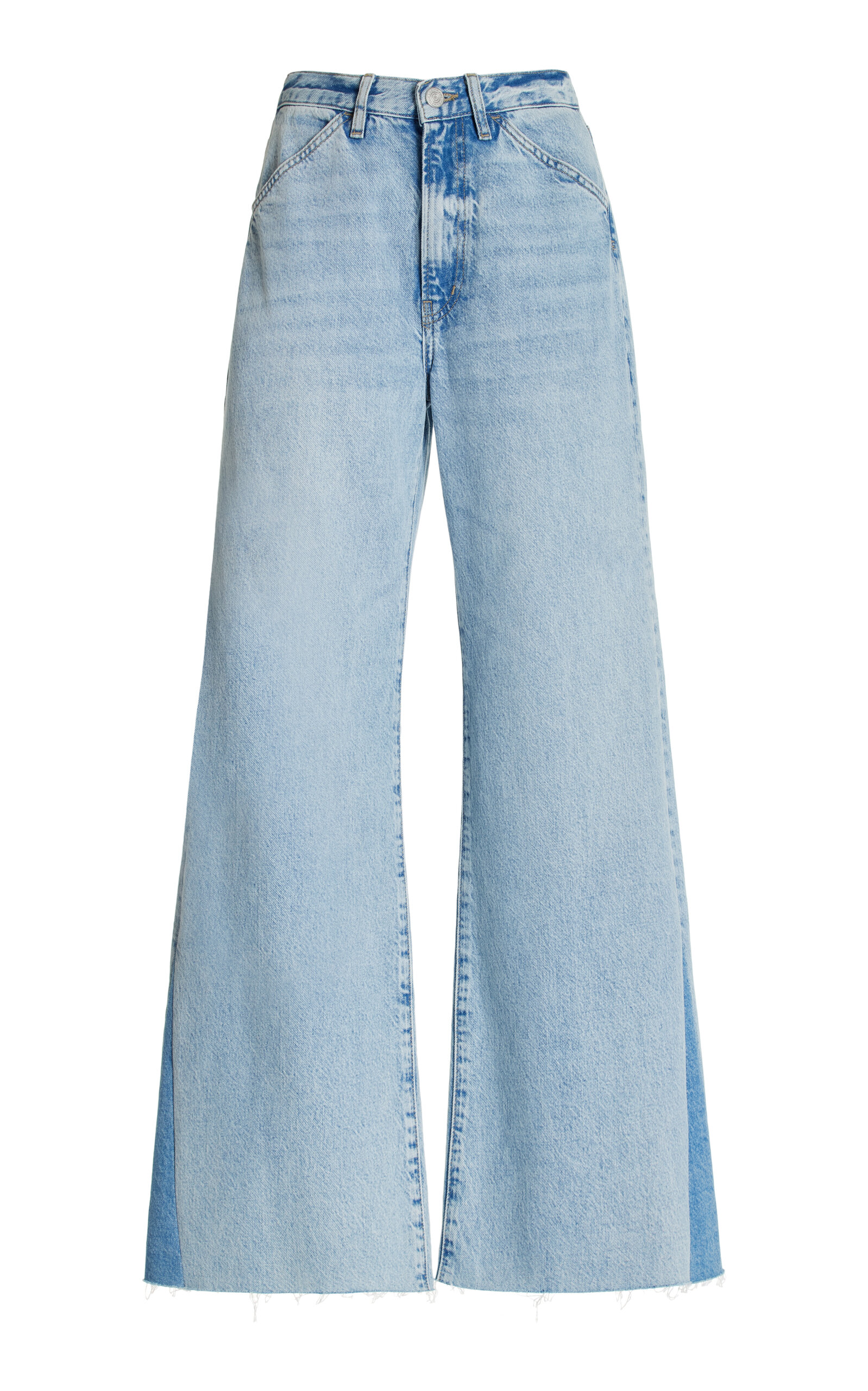 Shop Frame The Baggy Rigid Mid-rise Wide-leg Jeans In Blue