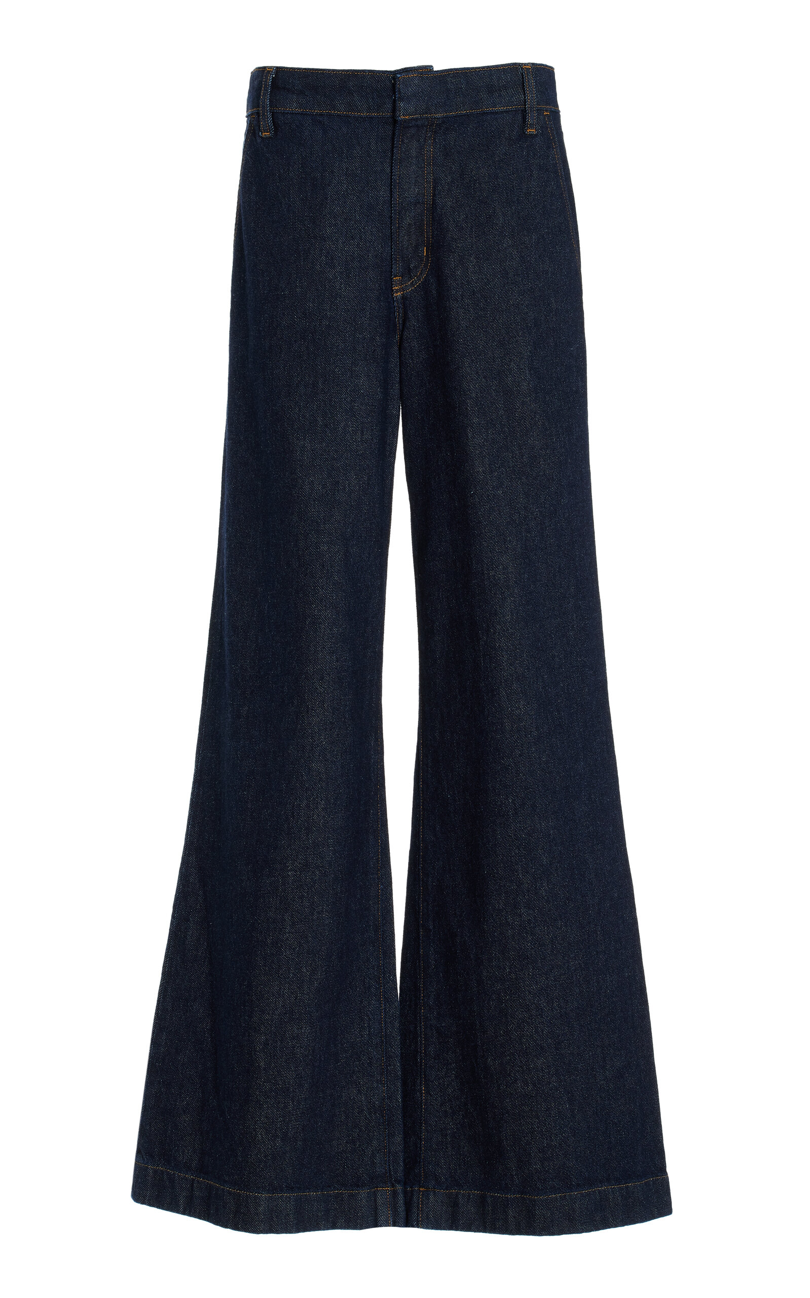 Shop Frame Tailored Rigid High-rise Wide-leg Jeans In Blue