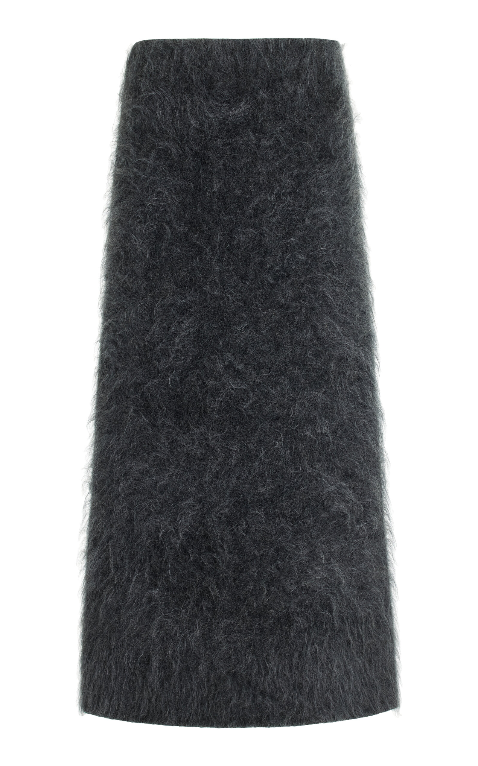 By Malene Birger Estille Brushed Mohair-blend Midi Skirt In Jet Grey