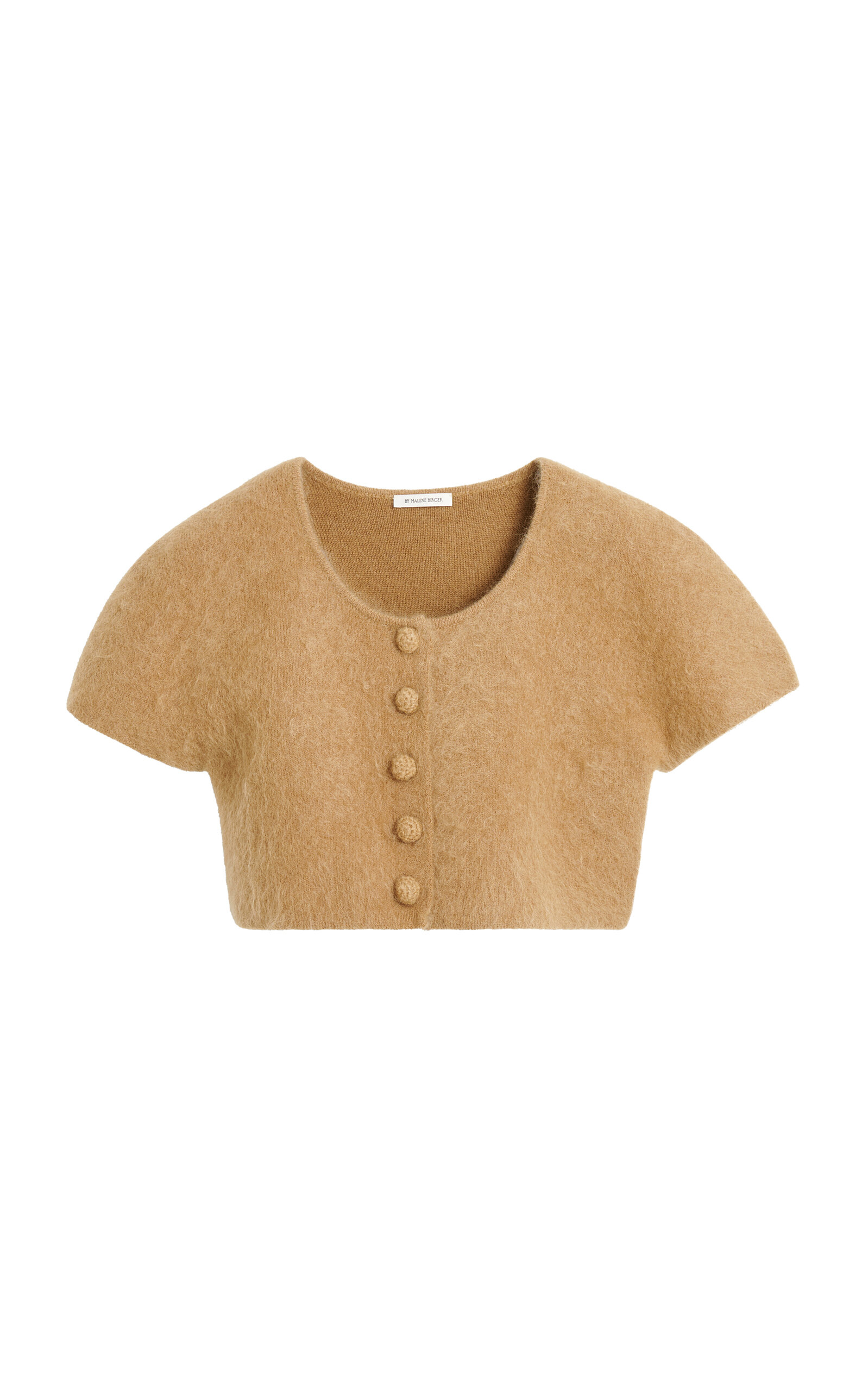 By Malene Birger Zhara Brushed Mohair-blend Crop Top In Brown