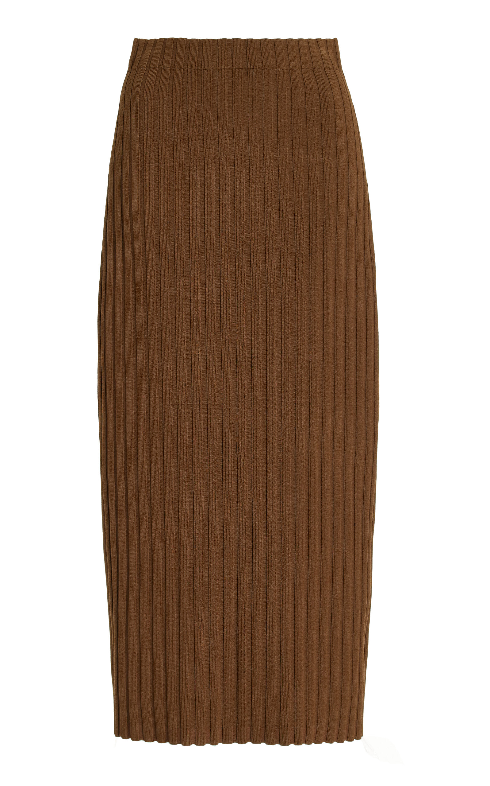 By Malene Birger Fiemme Ribbed-knit Column Maxi Skirt In Brown