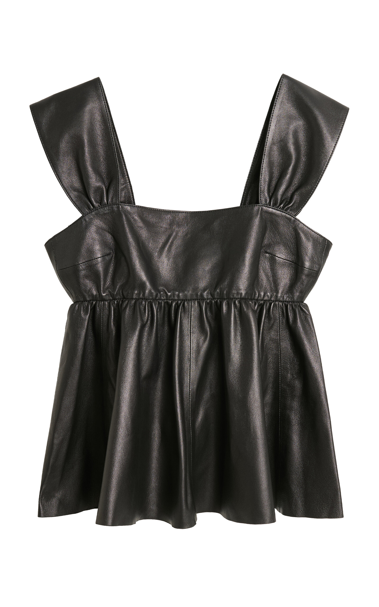 By Malene Birger Marcie Sleeveless Leather Babydoll Top In Black