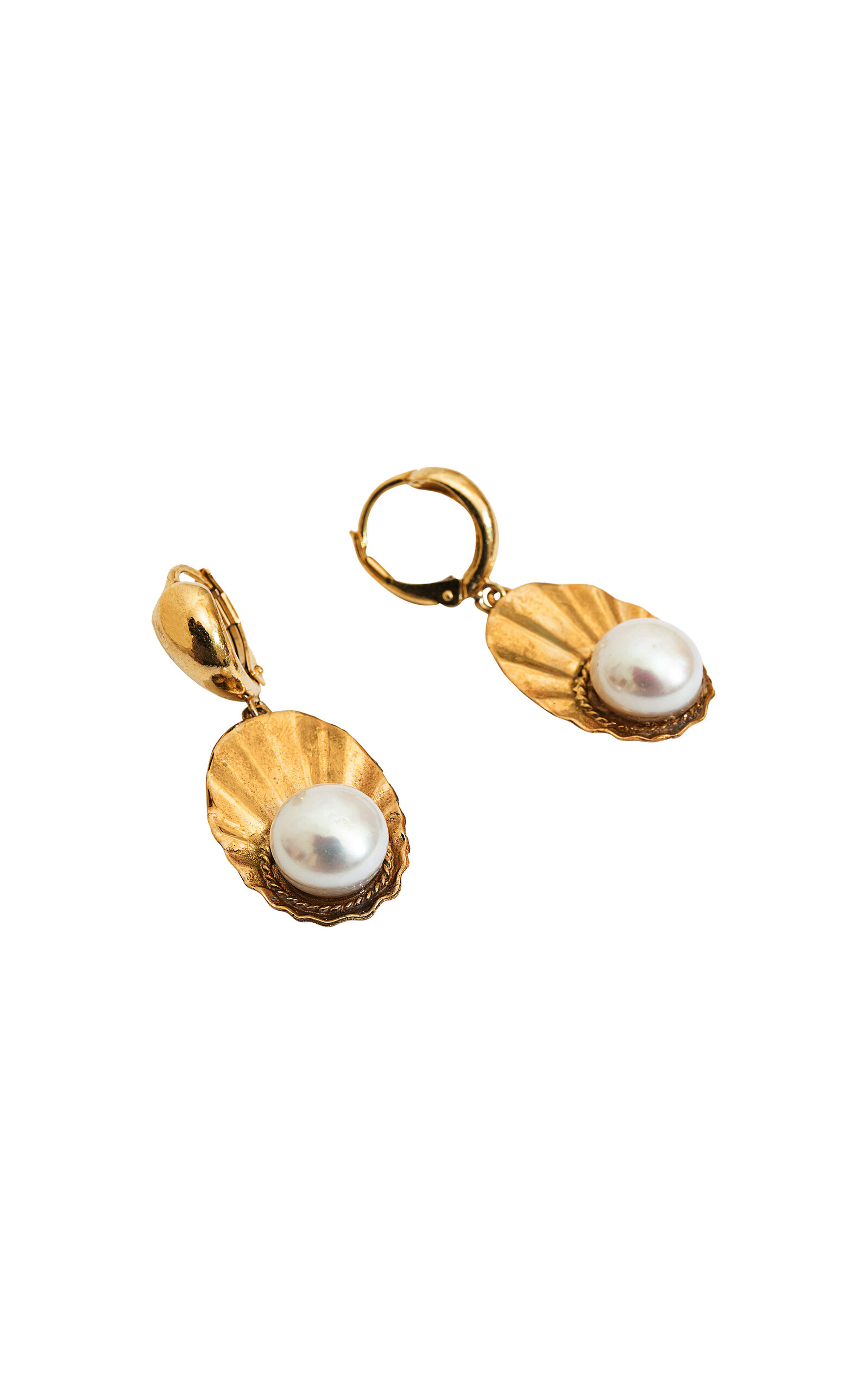 Shop Liase Crown Shell Earrings In Gold