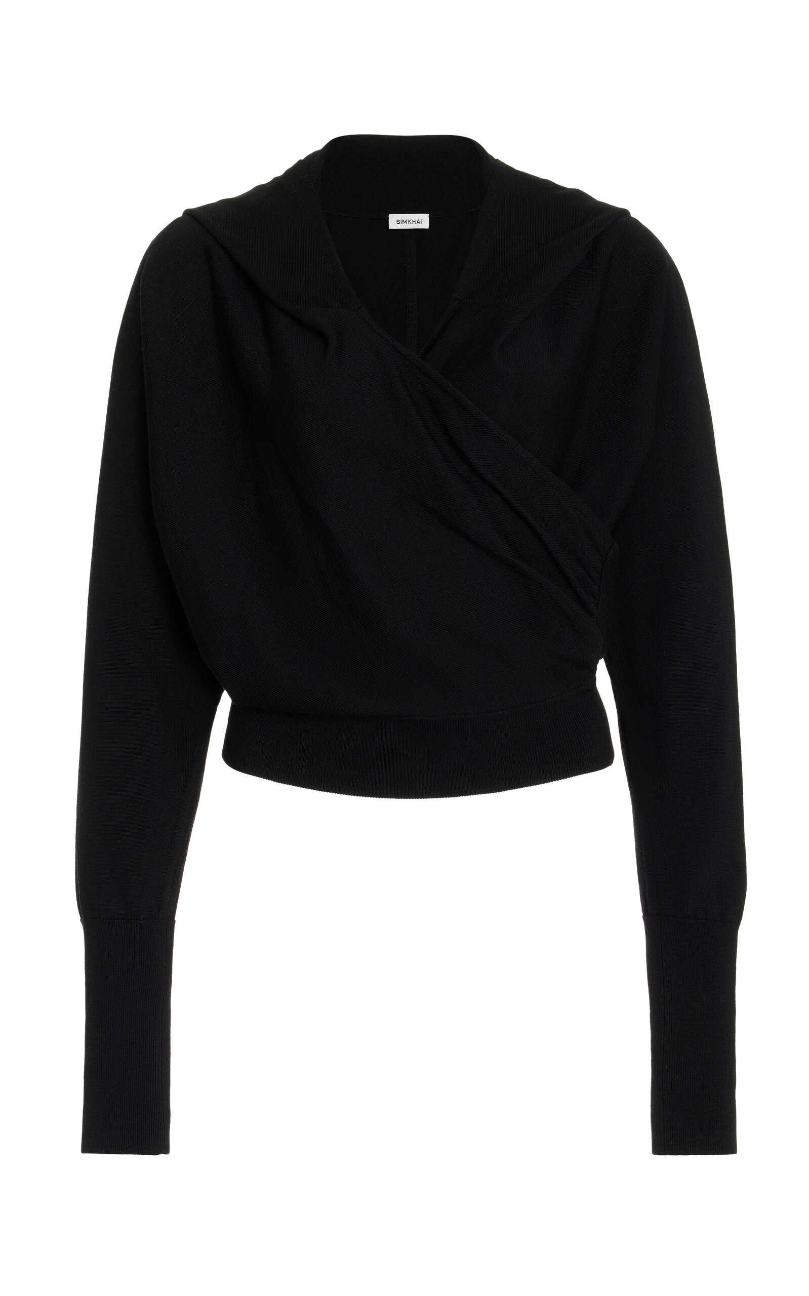 Simkhai Riley Wool Wrap Hoodie In Black