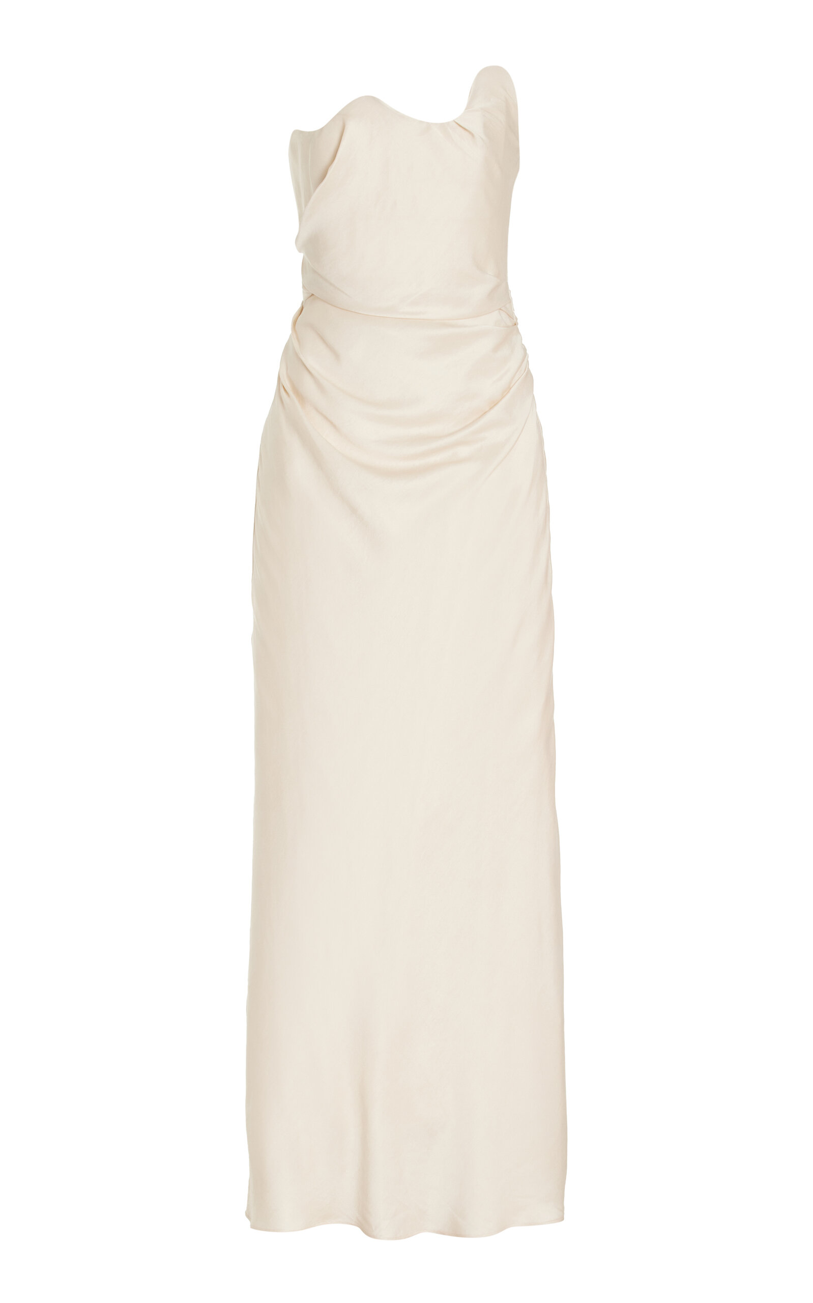 Shop Rachel Gilbert Aries Curved Eco-satin Maxi Dress In Ivory