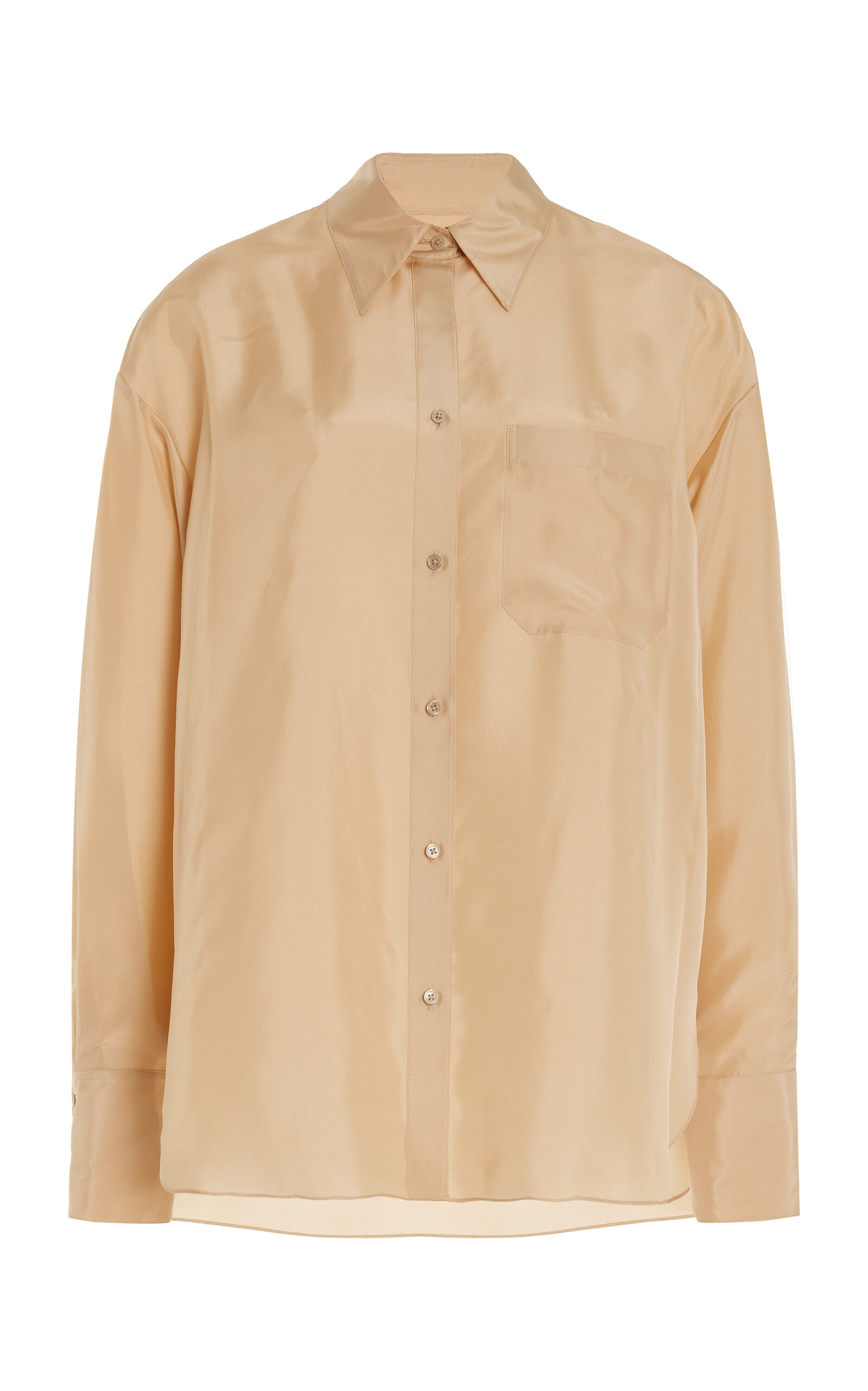 Twp Big Joe Oversized Silk-habotai Shirt In Tan