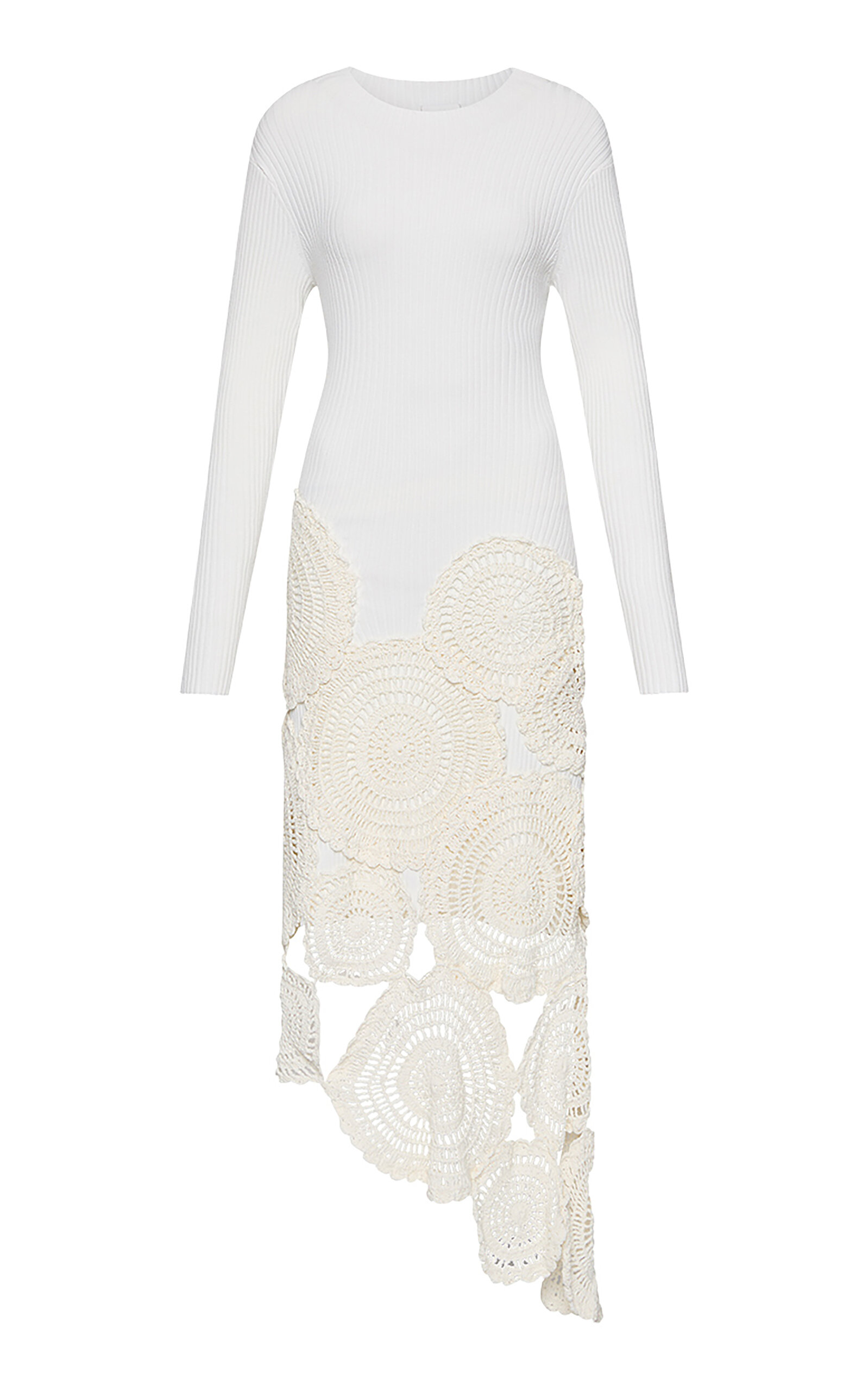 Aje Mosaic Crochet Midi Dress In White