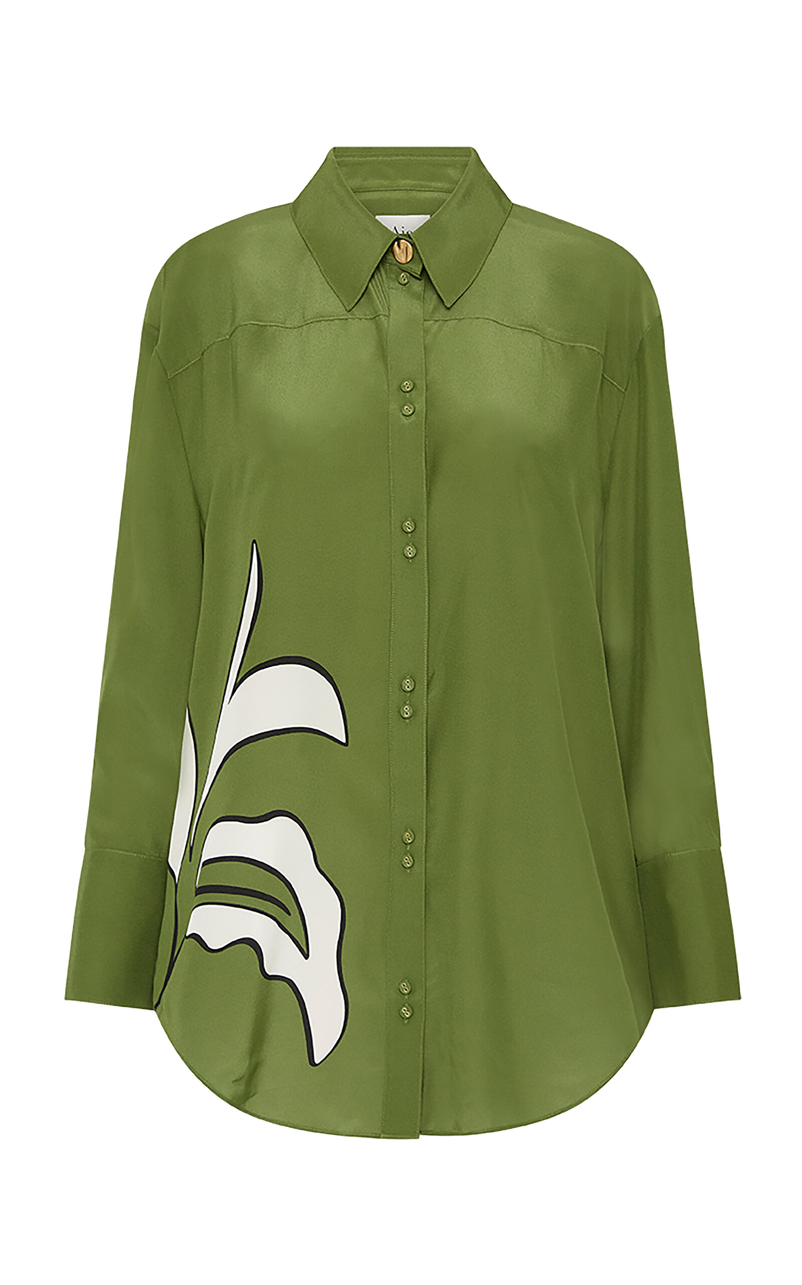 Aje Planetary Silk Oversized Shirt In Green