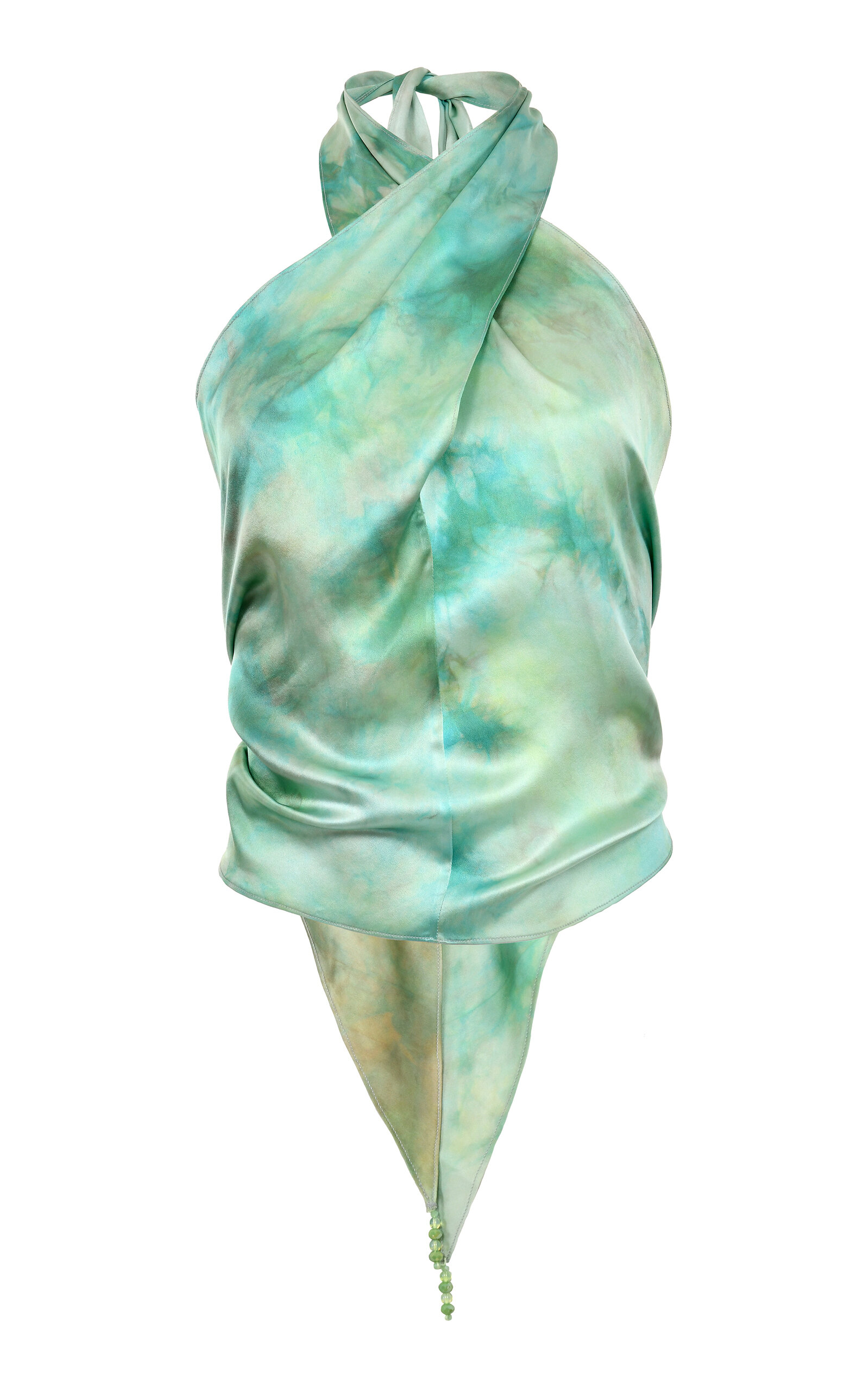 Francesca Miranda Olivia Hand-dyed Silk Halter Top In Green