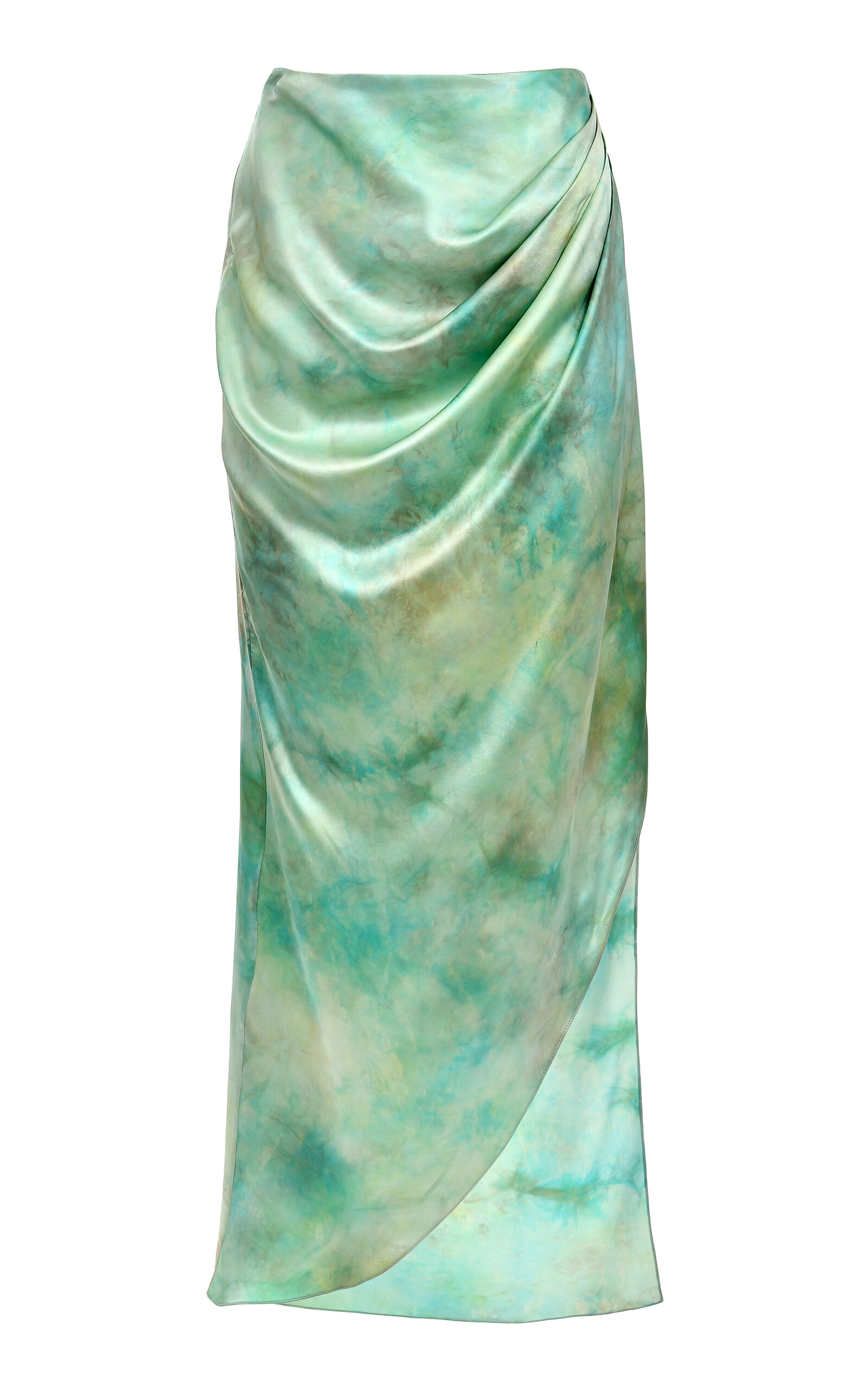 Francesca Miranda Petalo Hand-dyed Silk Maxi Skirt In Green