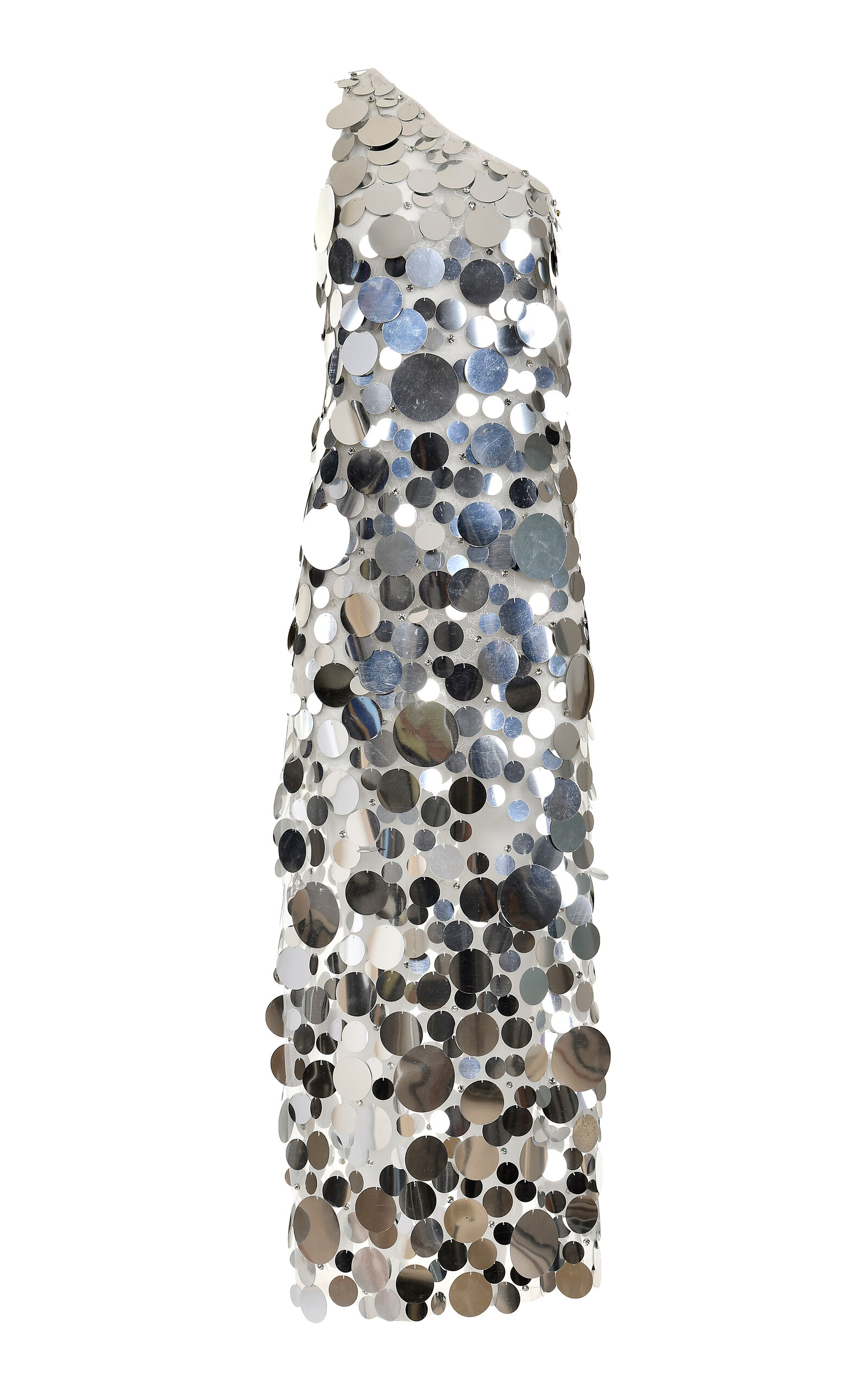 Shop Francesca Miranda Disco Paillette-embellished Maxi Dress In Silver