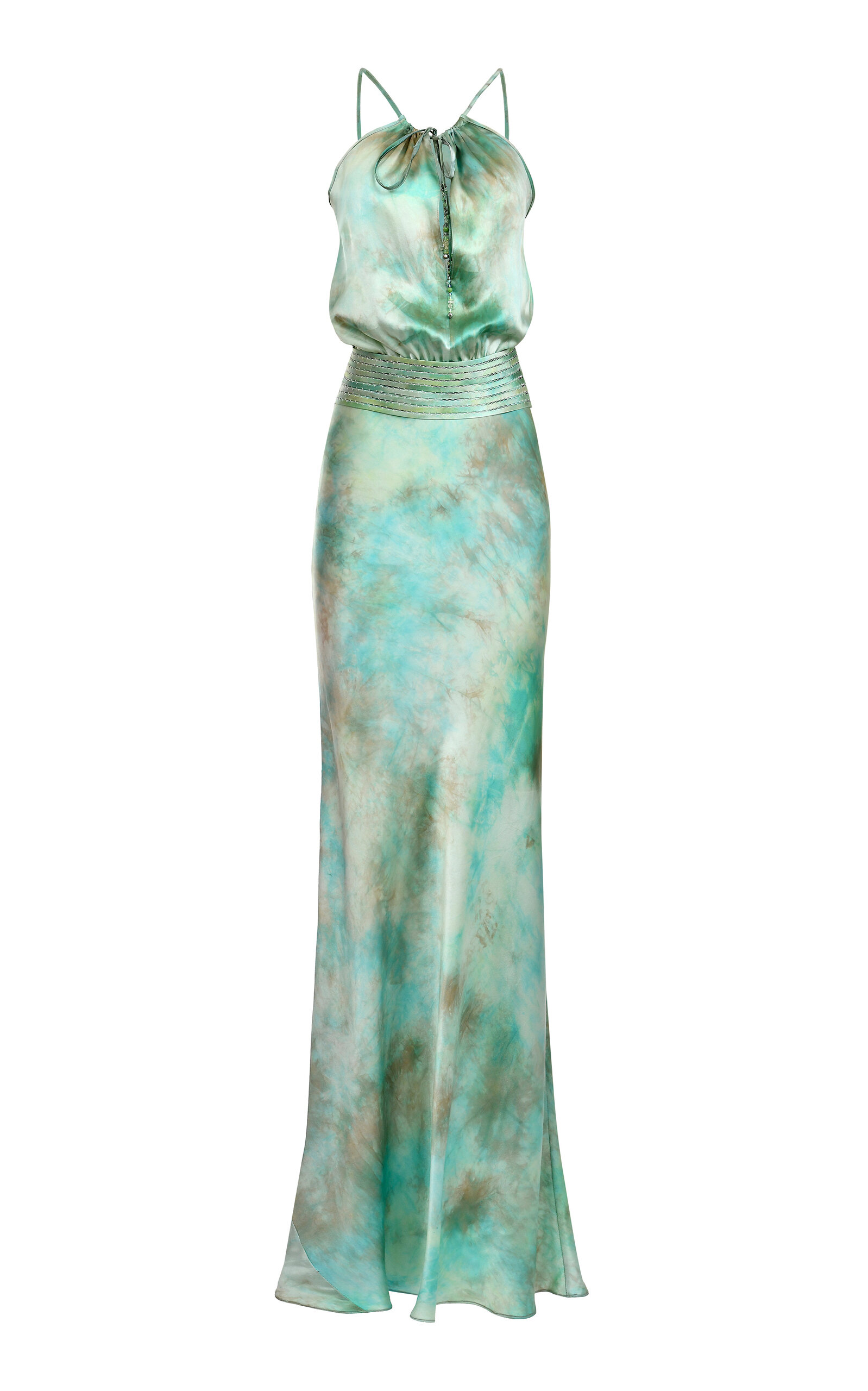 Francesca Miranda Billie Hand-dyed Silk Gown In Green