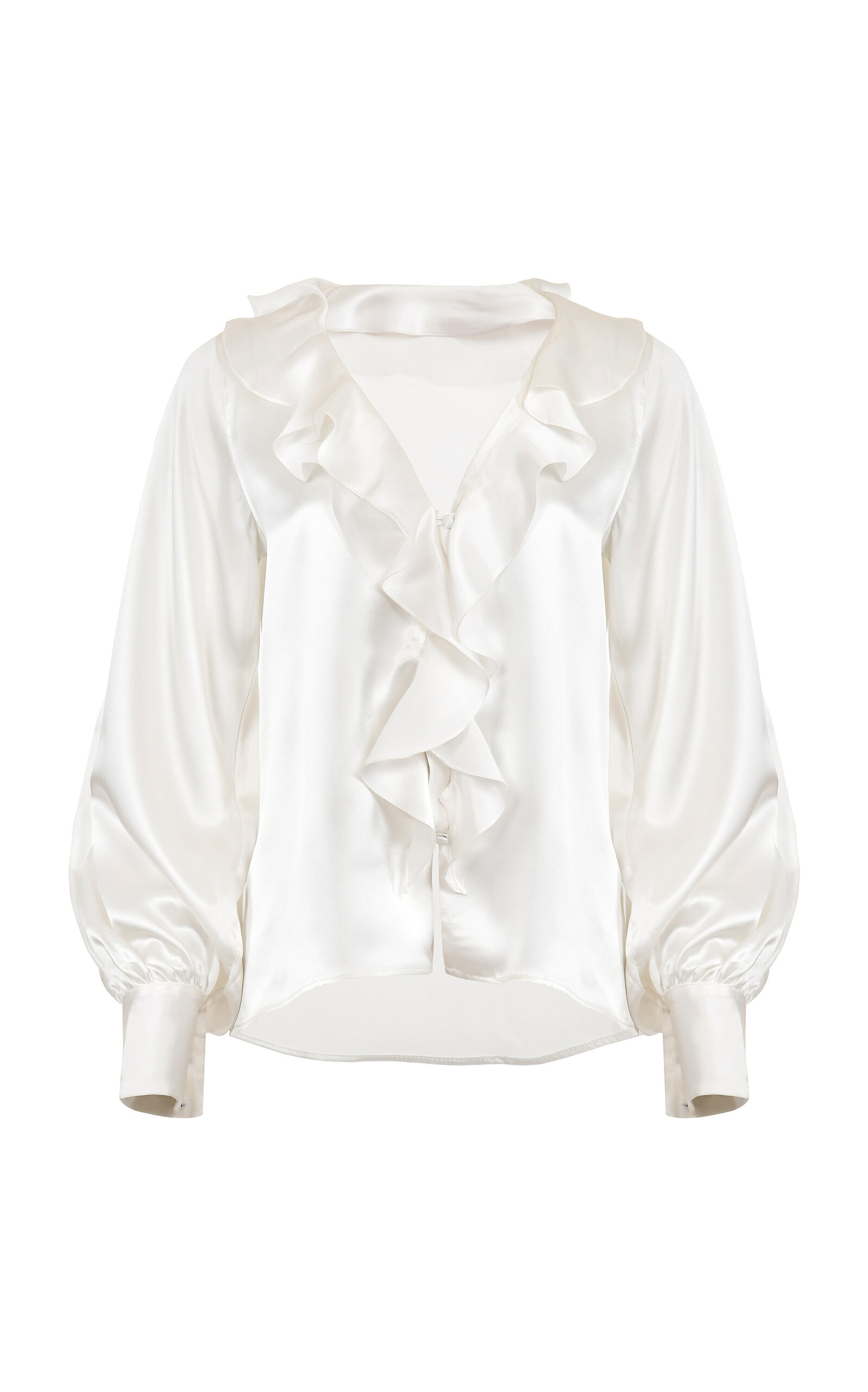 Francesca Miranda Elena Ruffled Silk Blouse In Off-white