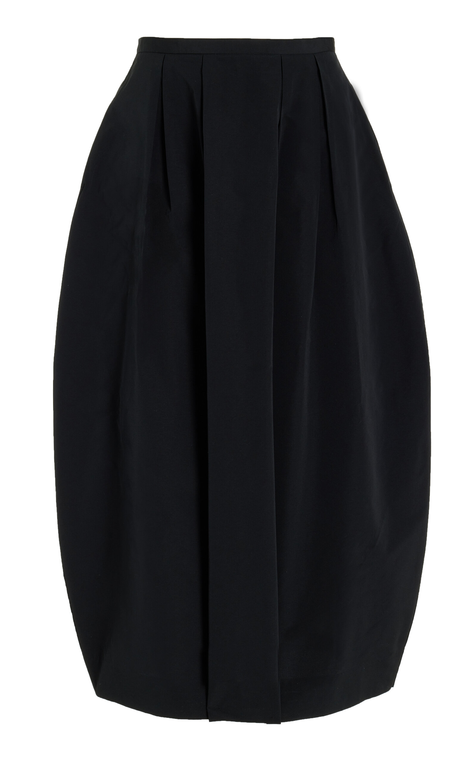 Curved Pleated Crepe Maxi Skirt