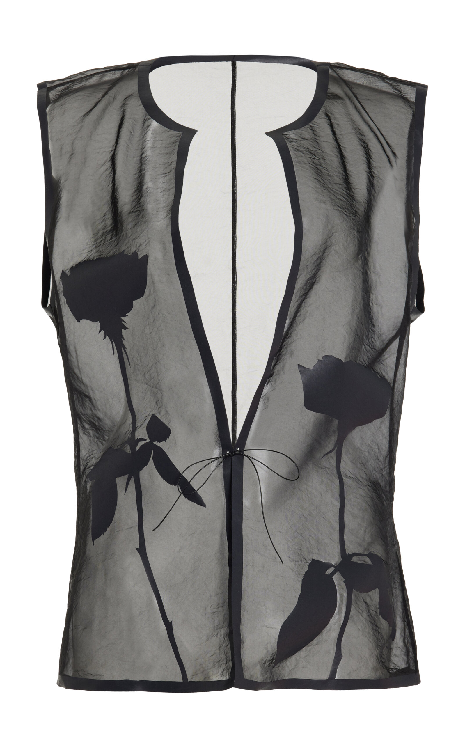 Ludovic De Saint Sernin Andy Printed Organdy Sleeveless Top In Black