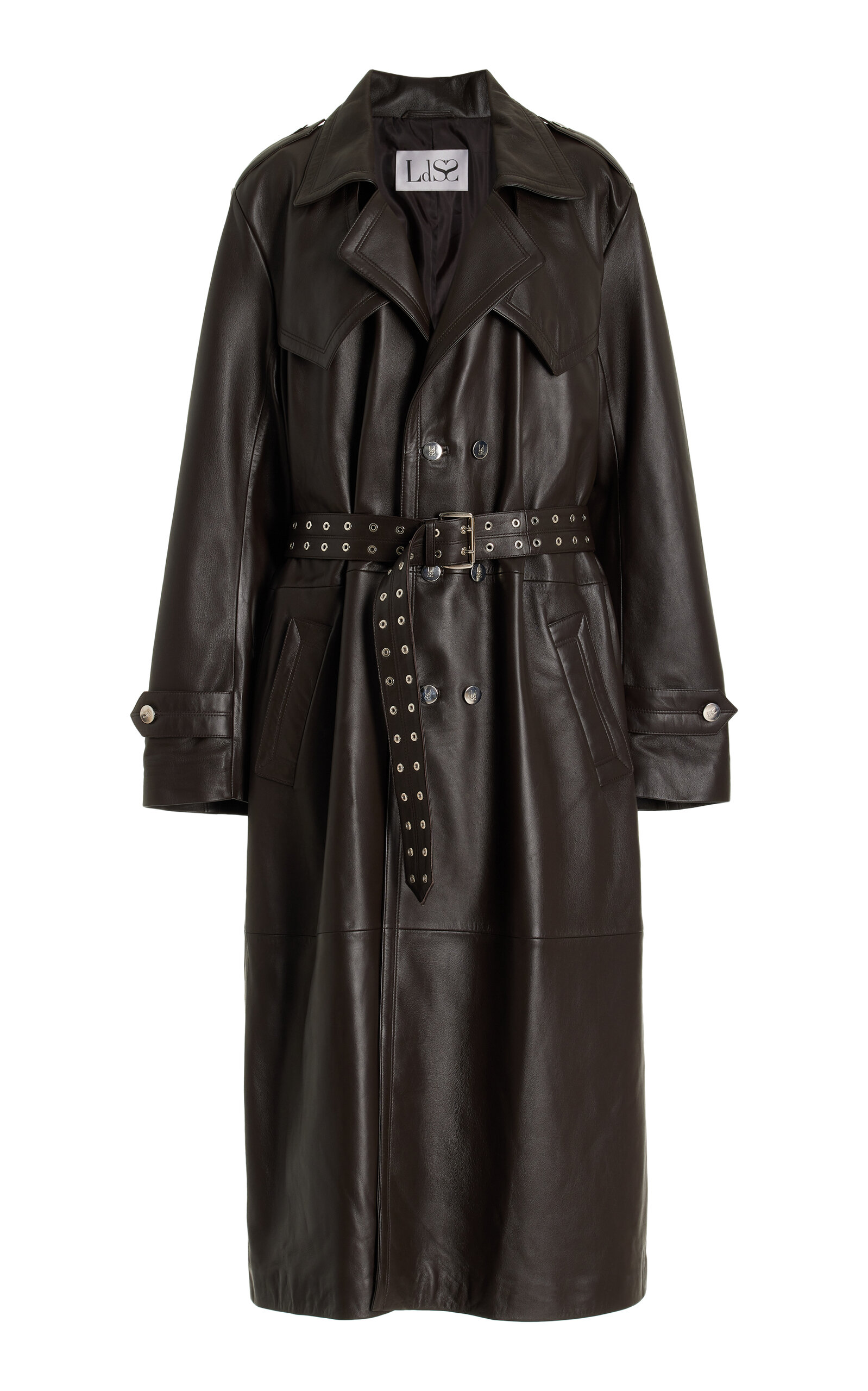 Ludovic De Saint Sernin Amanda Leather Trench Coat In Brown