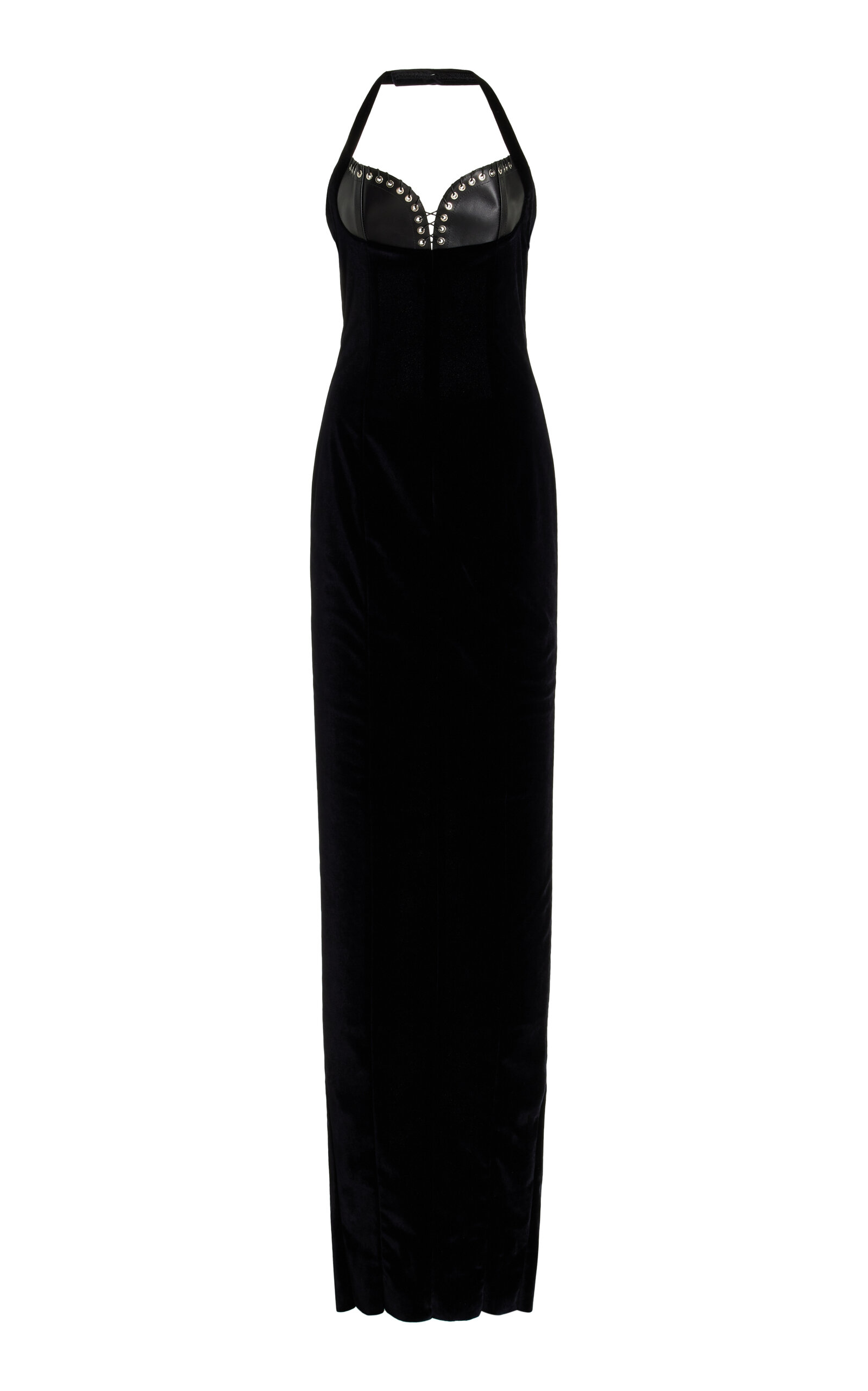 Ludovic De Saint Sernin Grace Velvet Bustier Maxi Dress In Black