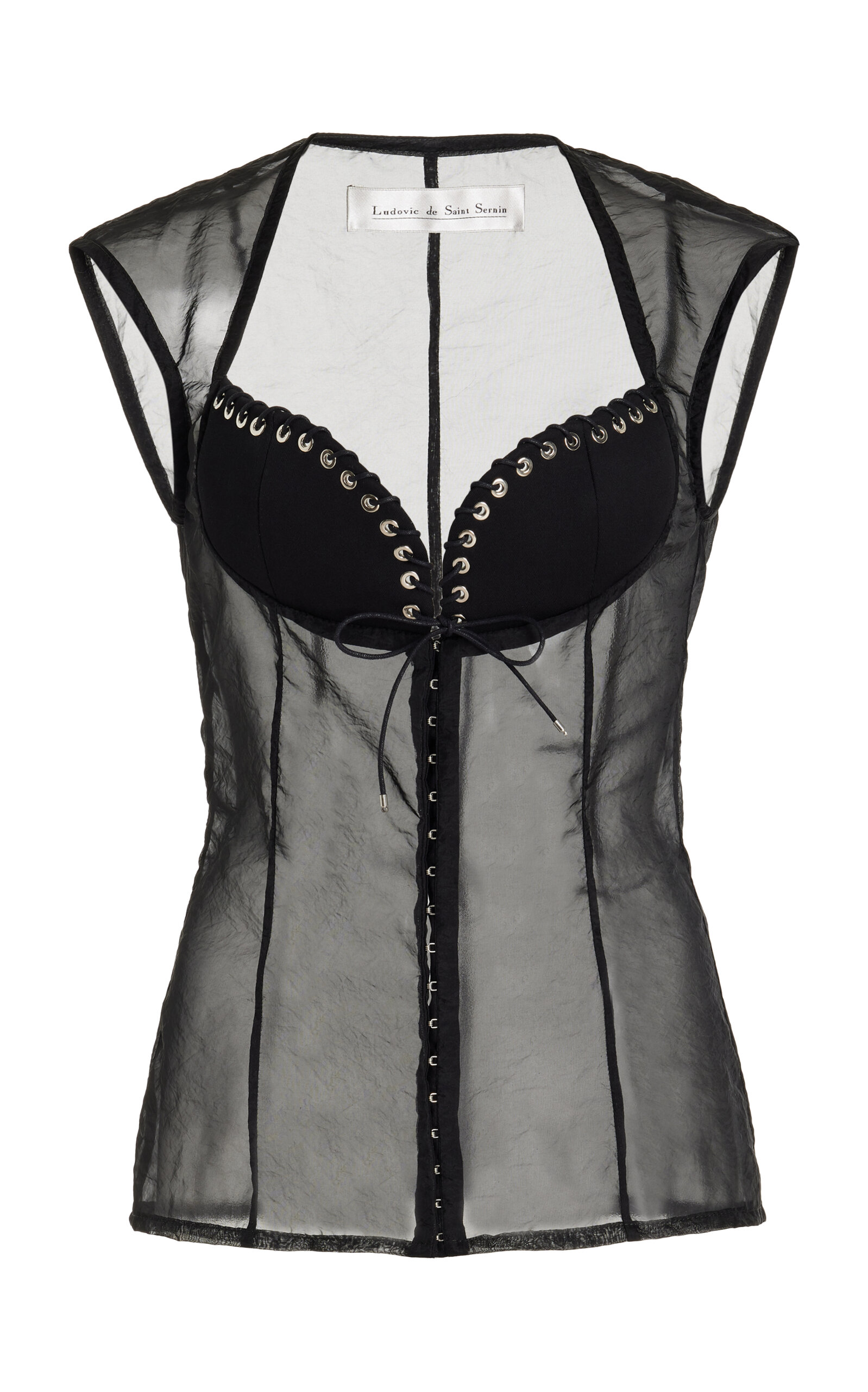 Ludovic De Saint Sernin Exclusive Robin Organdy Bustier Top In Black