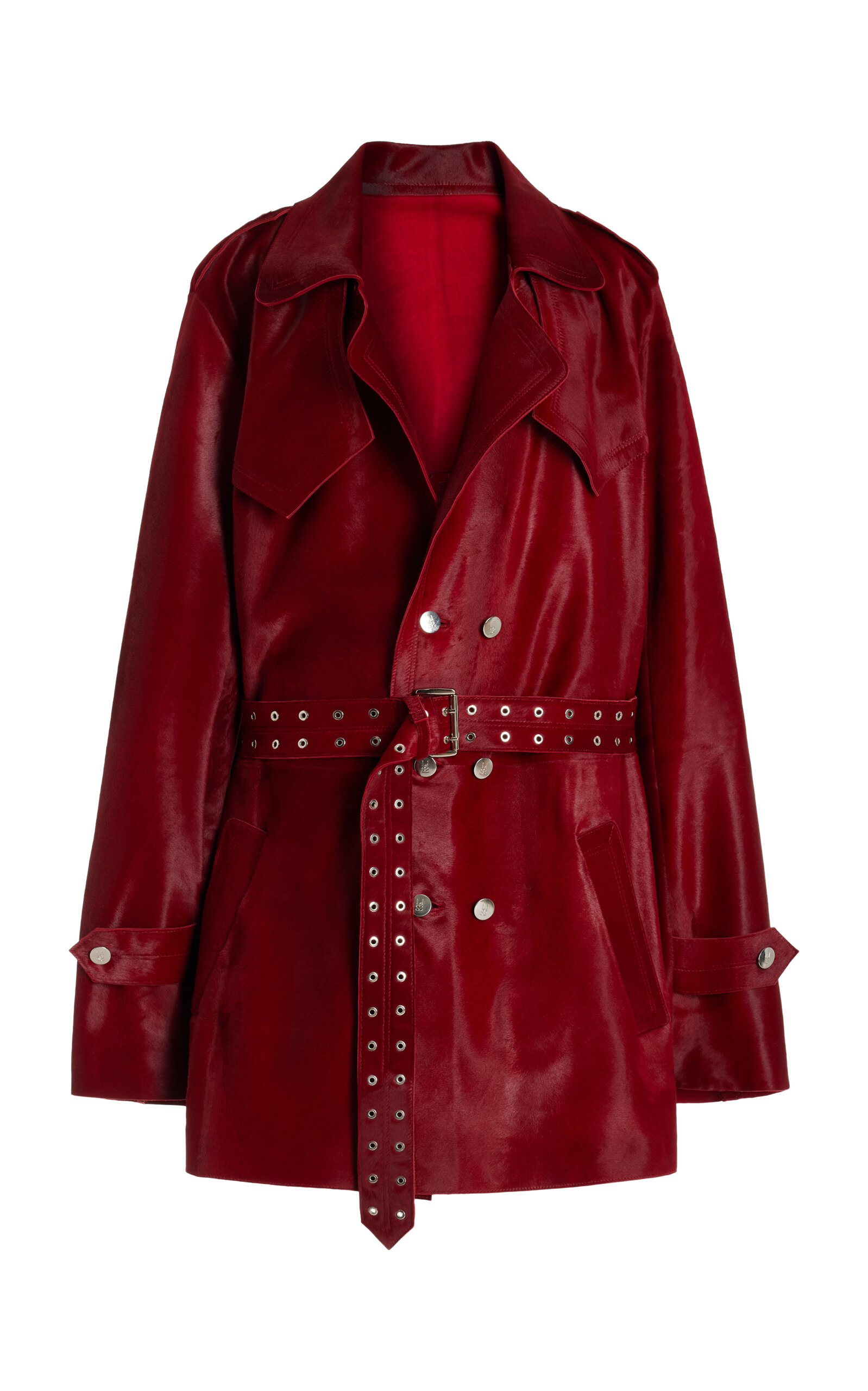 Ludovic De Saint Sernin Honey Leather Trench Coat In Red