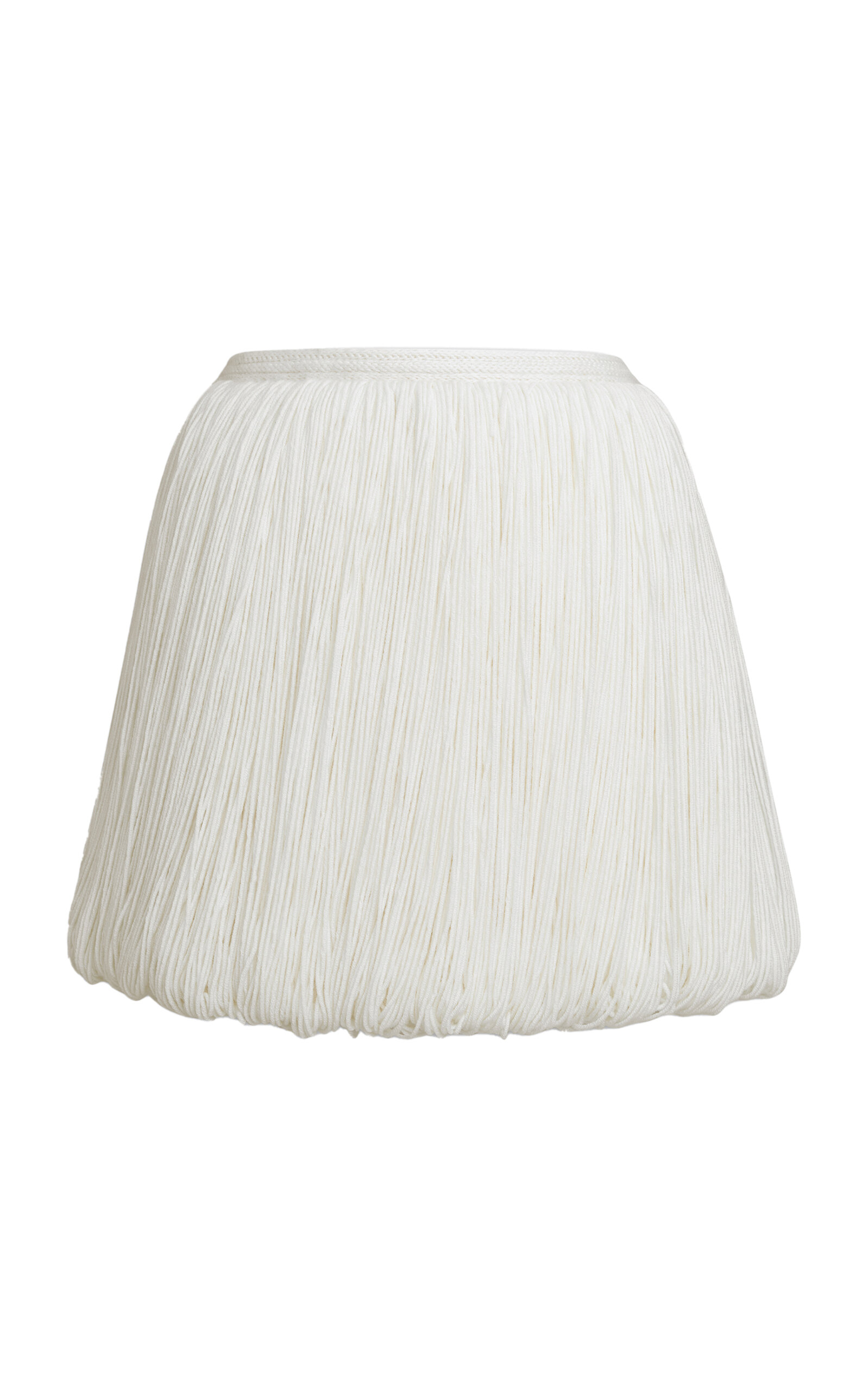 Shop Alaïa Belted Fringed Wool-blend Mini Skirt In Ivory