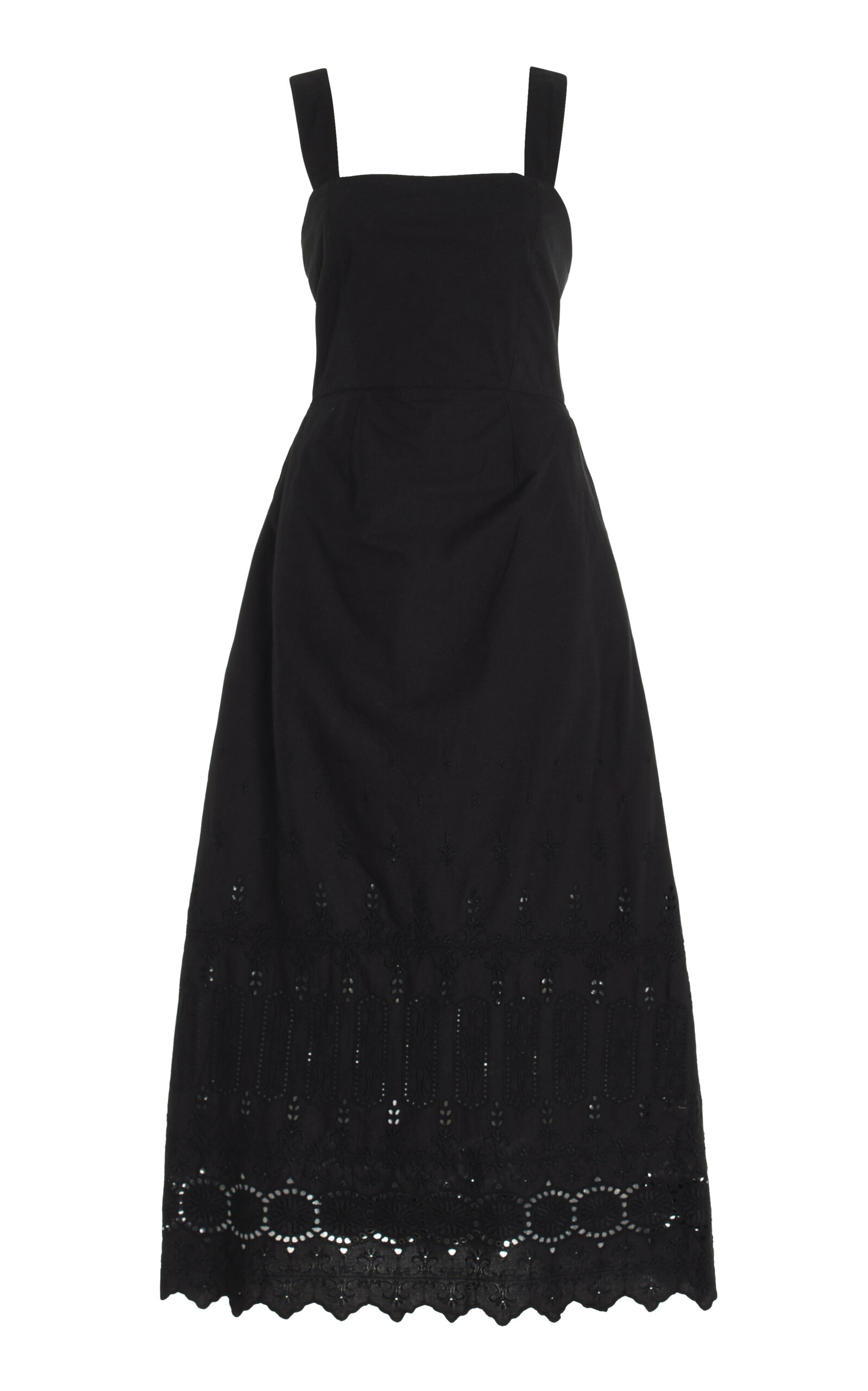 Shop Posse Amelia Broderie Anglaise Cotton Maxi Dress In Black