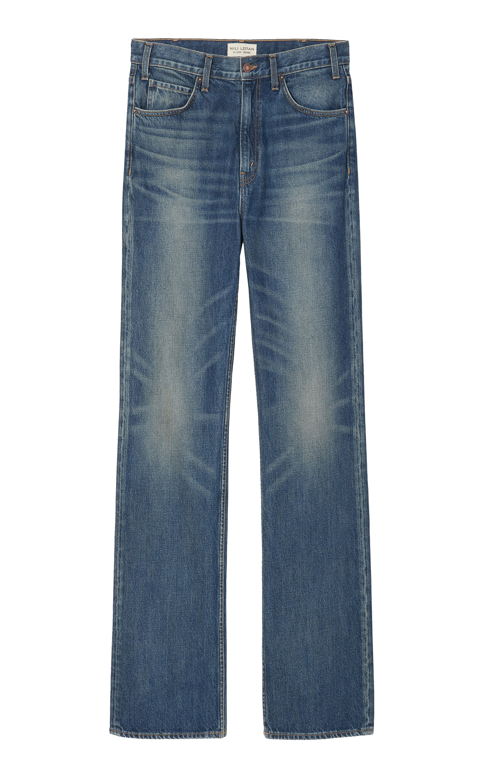 Nili Lotan Mitchell Rigid Mid-rise Straight-leg Jeans In Blue