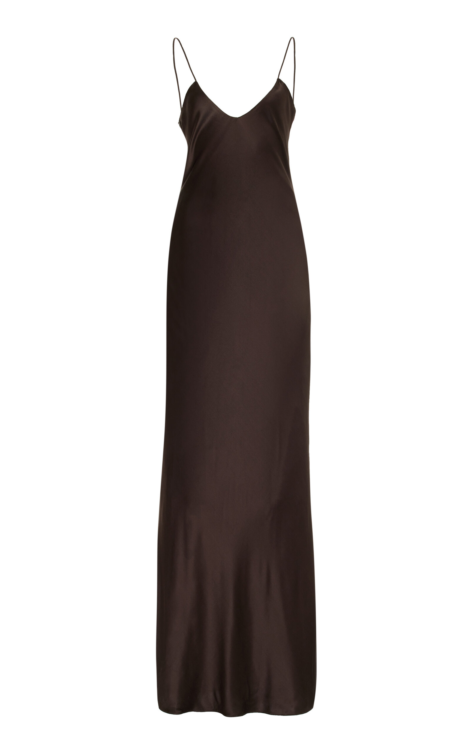 Nili Lotan Cami Bias-cut Silk Gown In Brown