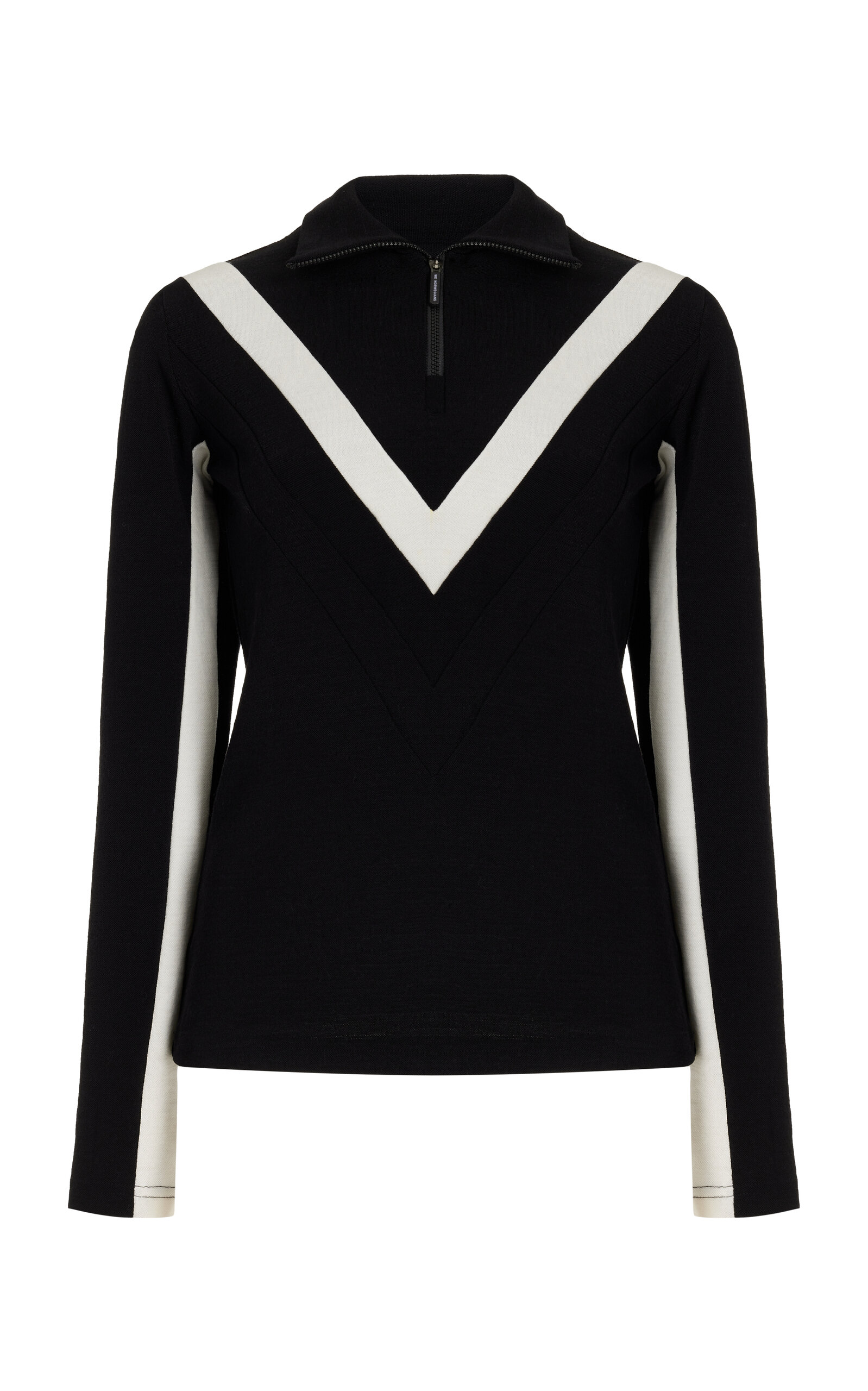 We Norwegians Voss Chevron Wool Zip-up Pullover In Black