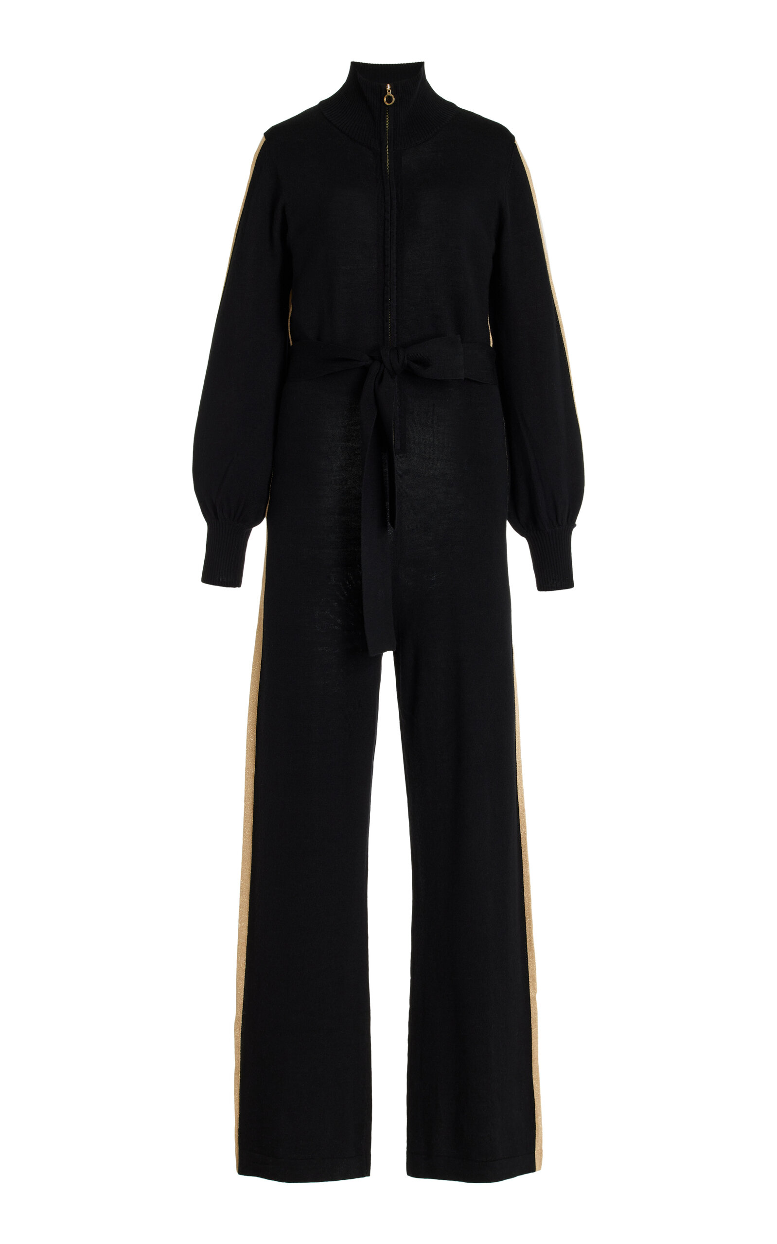 We Norwegians Geilo Belted Knit Merino Wool Jumpsuit In Black