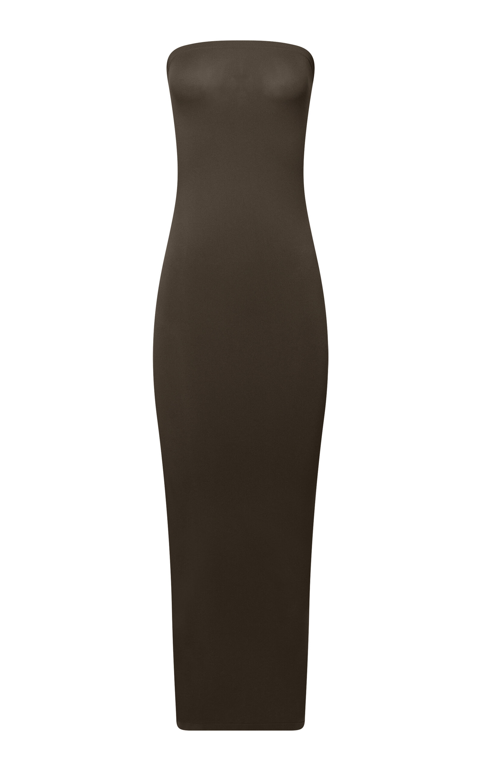 Shop Wolford Fatal Strapless Jersey Midi Dress In Brown