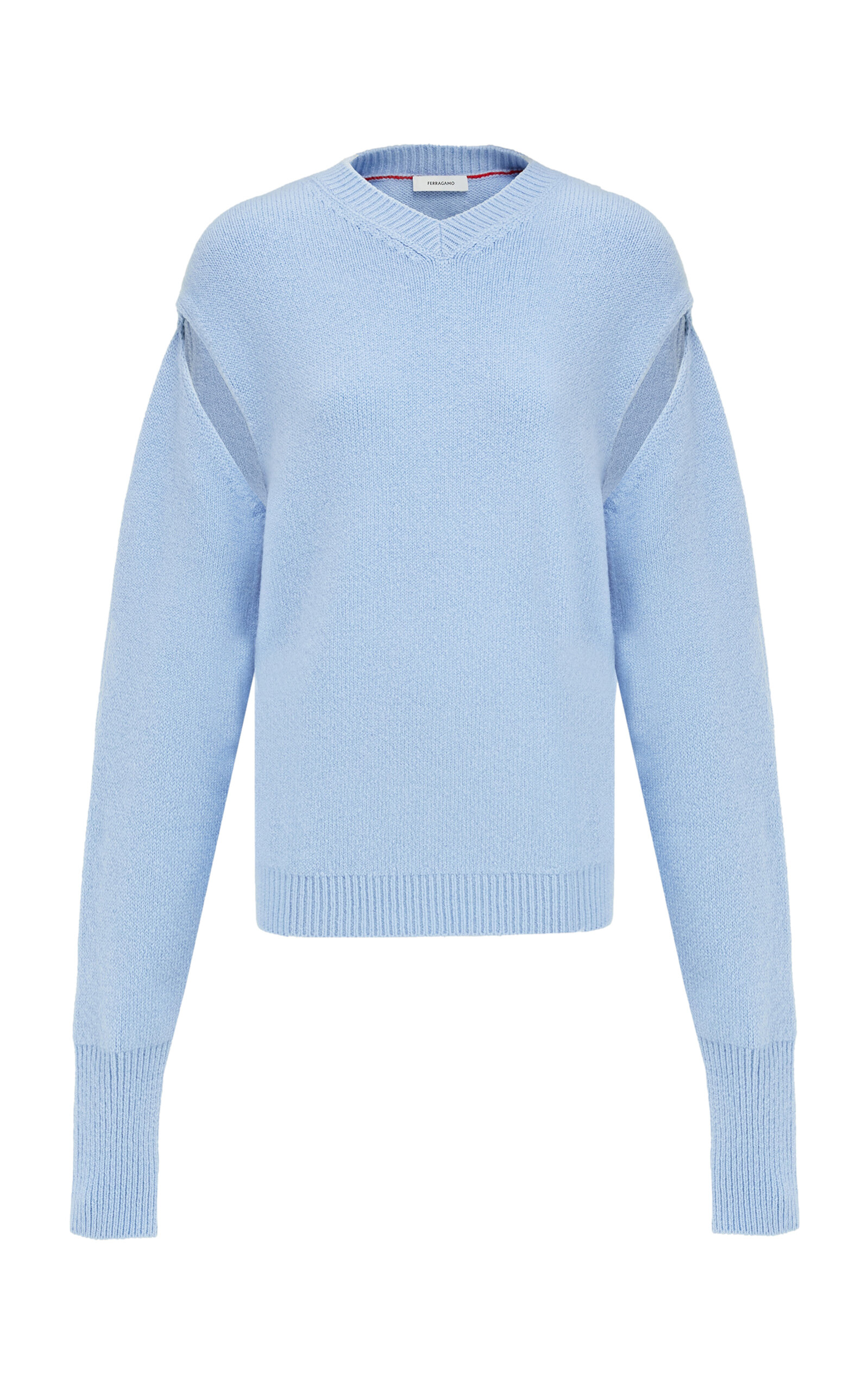 Shop Ferragamo Brushed Cashmere-blend Sweater In Light Blue