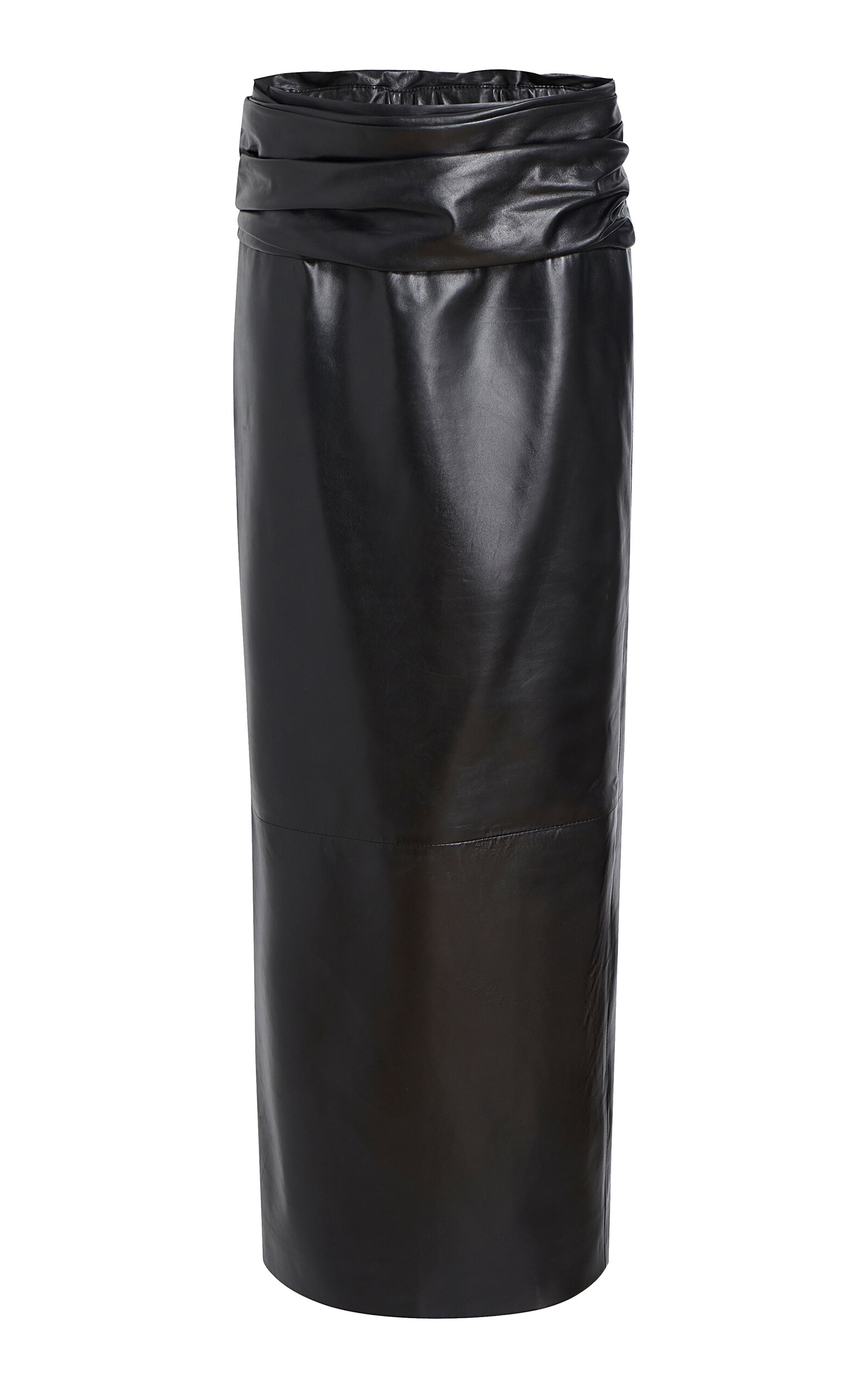 Winler Ruched Leather Maxi Skirt