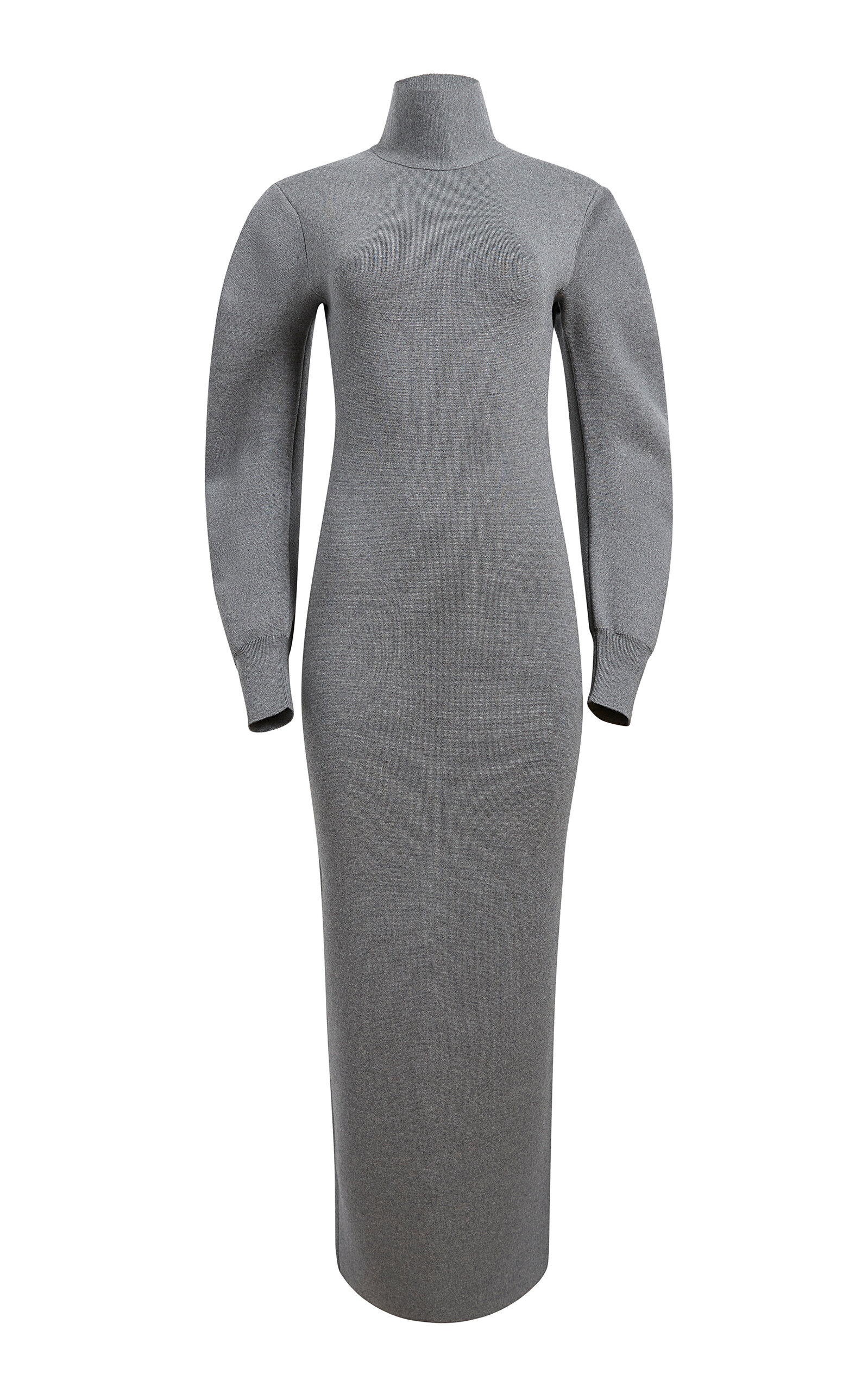 Shop Khaite Storm Turtleneck Merino-blend Maxi Dress In Grey