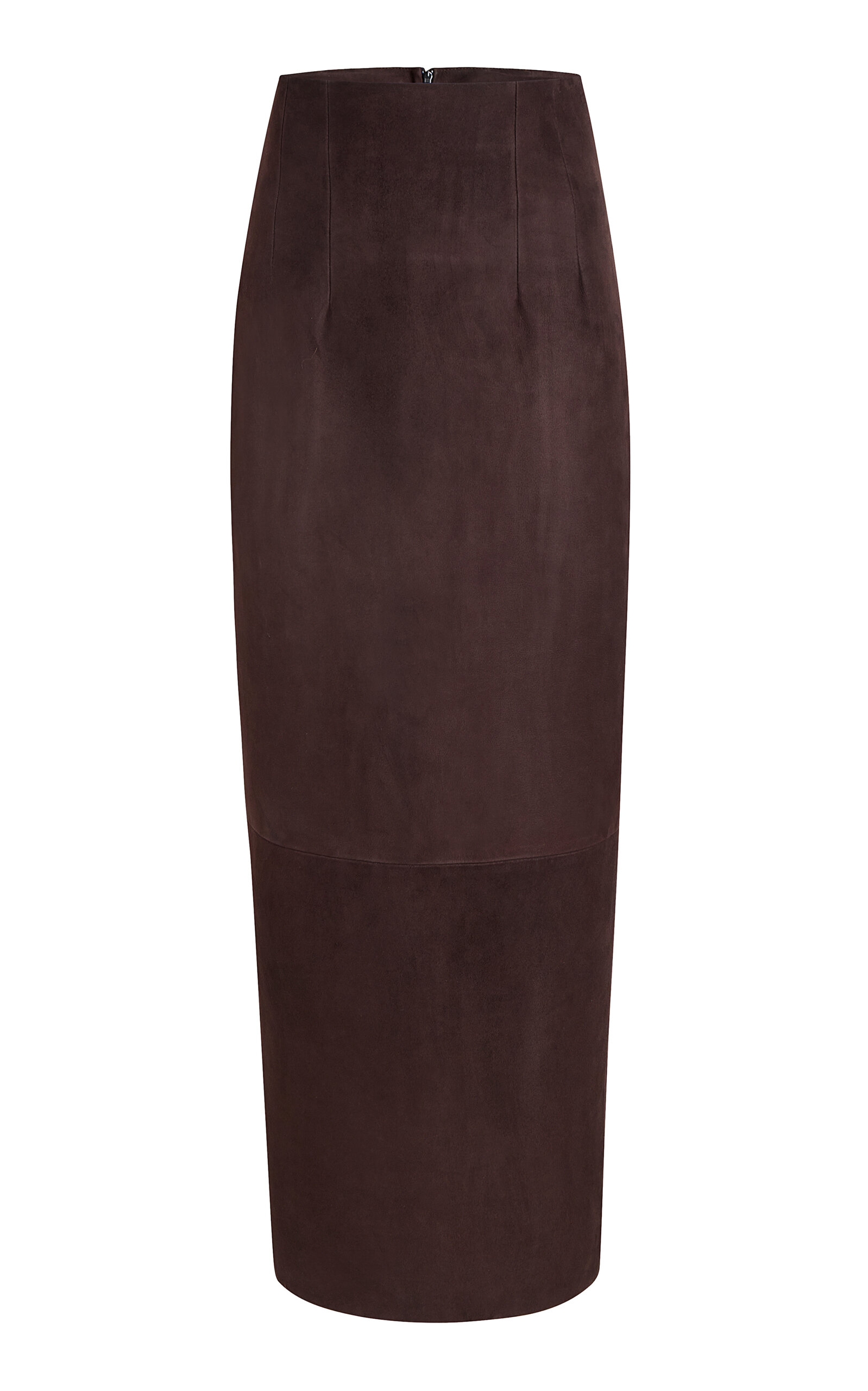 Loxley Corset-Waist Suede Midi Skirt