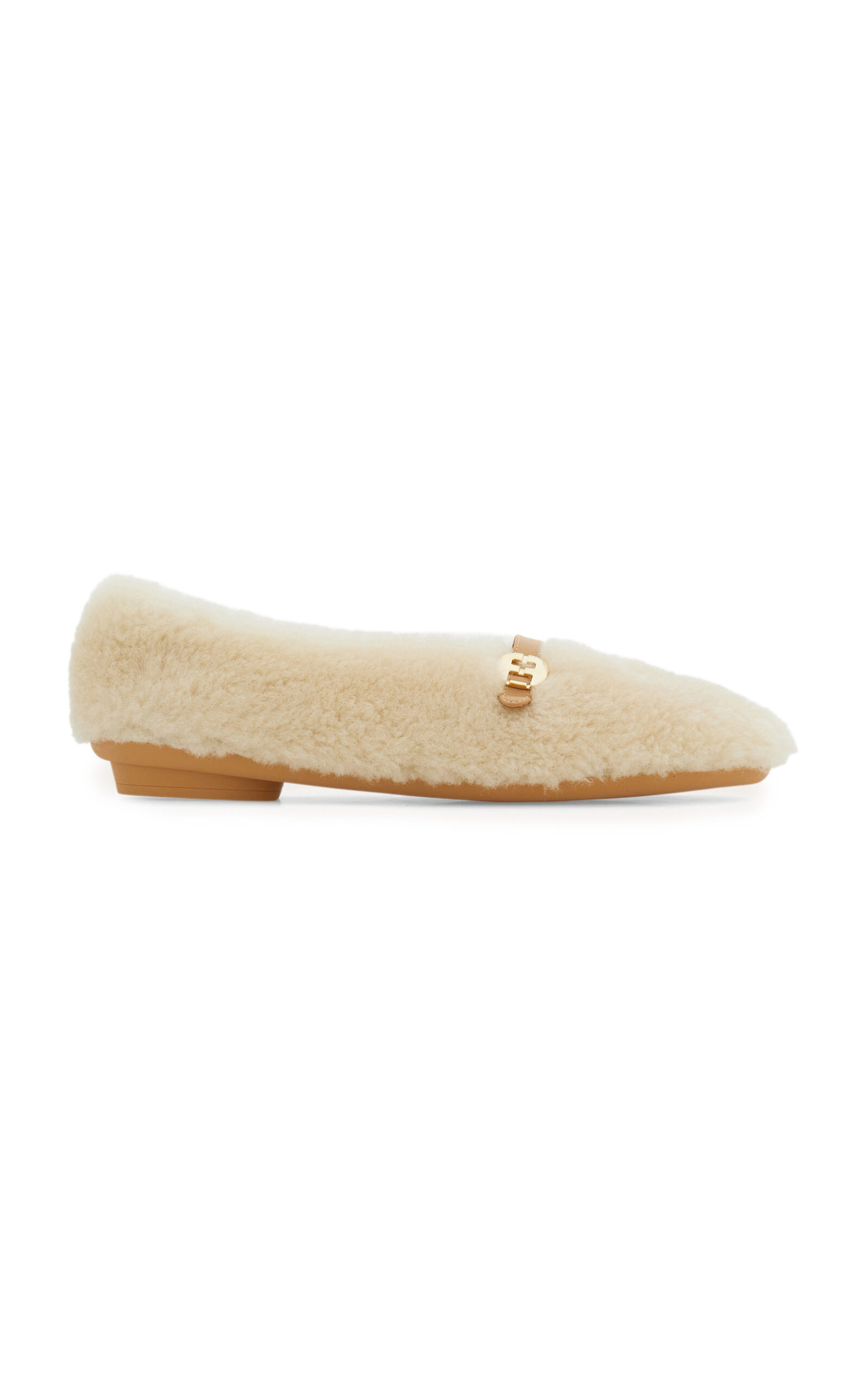 FERRAGAMO NOELLA SHEARLING BALLET FLATS 