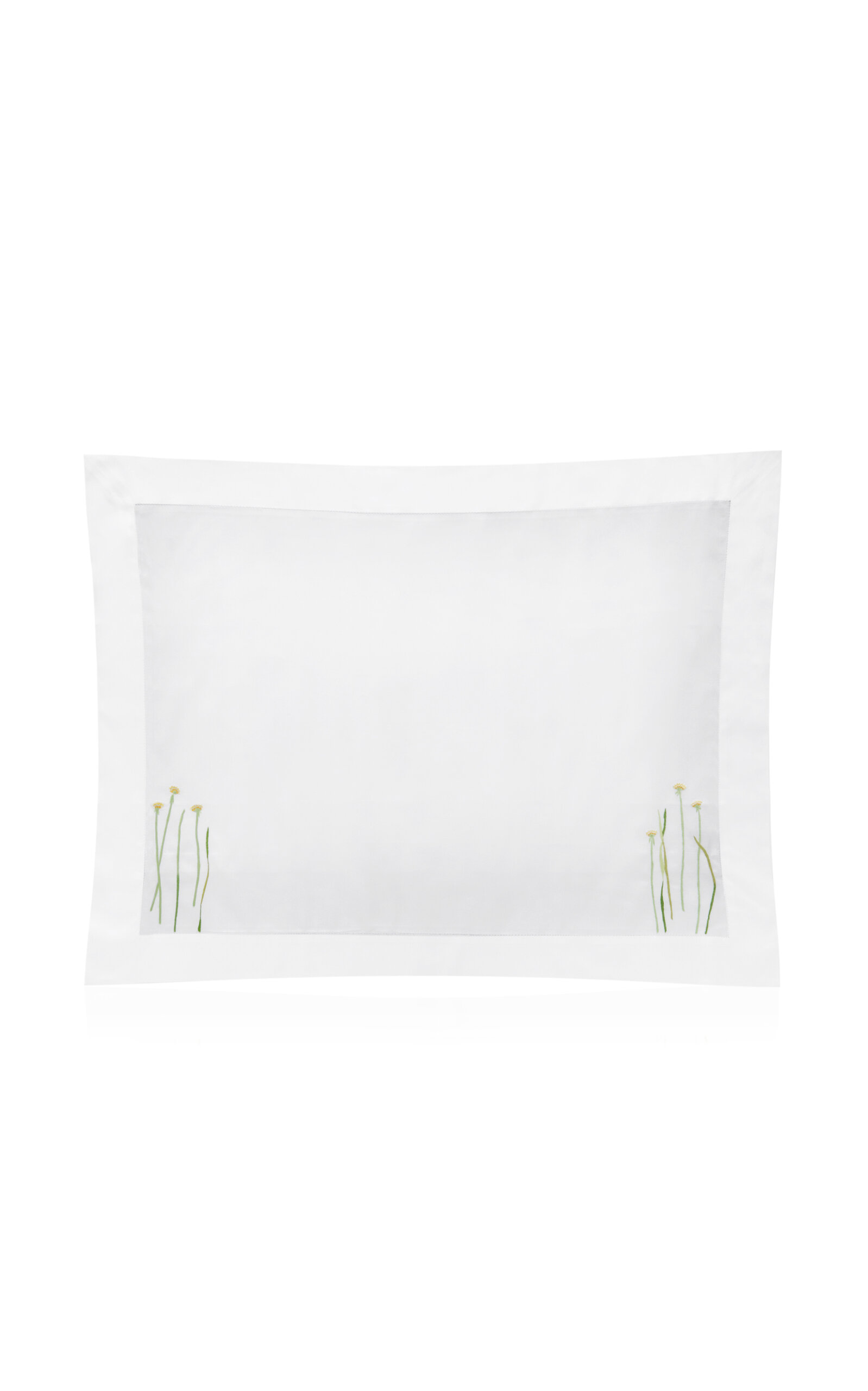 Shop Vis-a-vis Paris Jardin D'herbe Standard Embroidered Satin Sham In Green