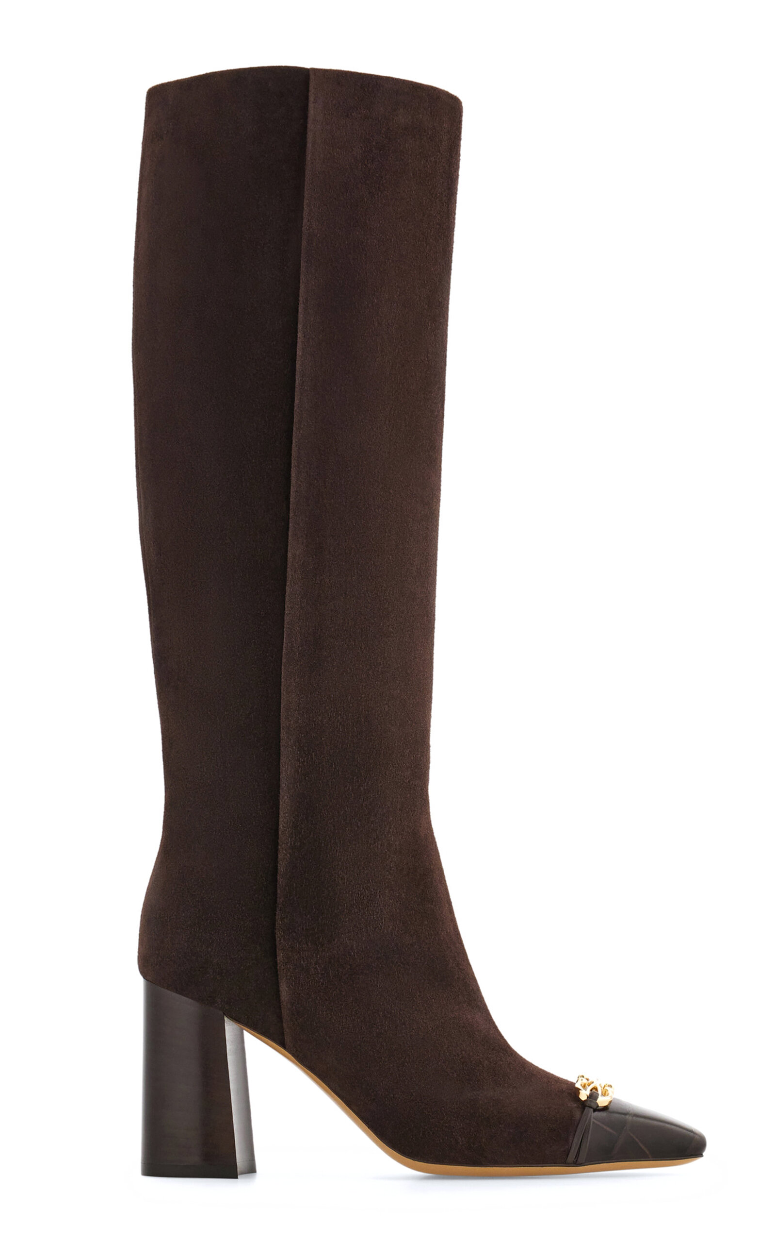 Ferragamo Sibilla Suede Knee Boots In Brown