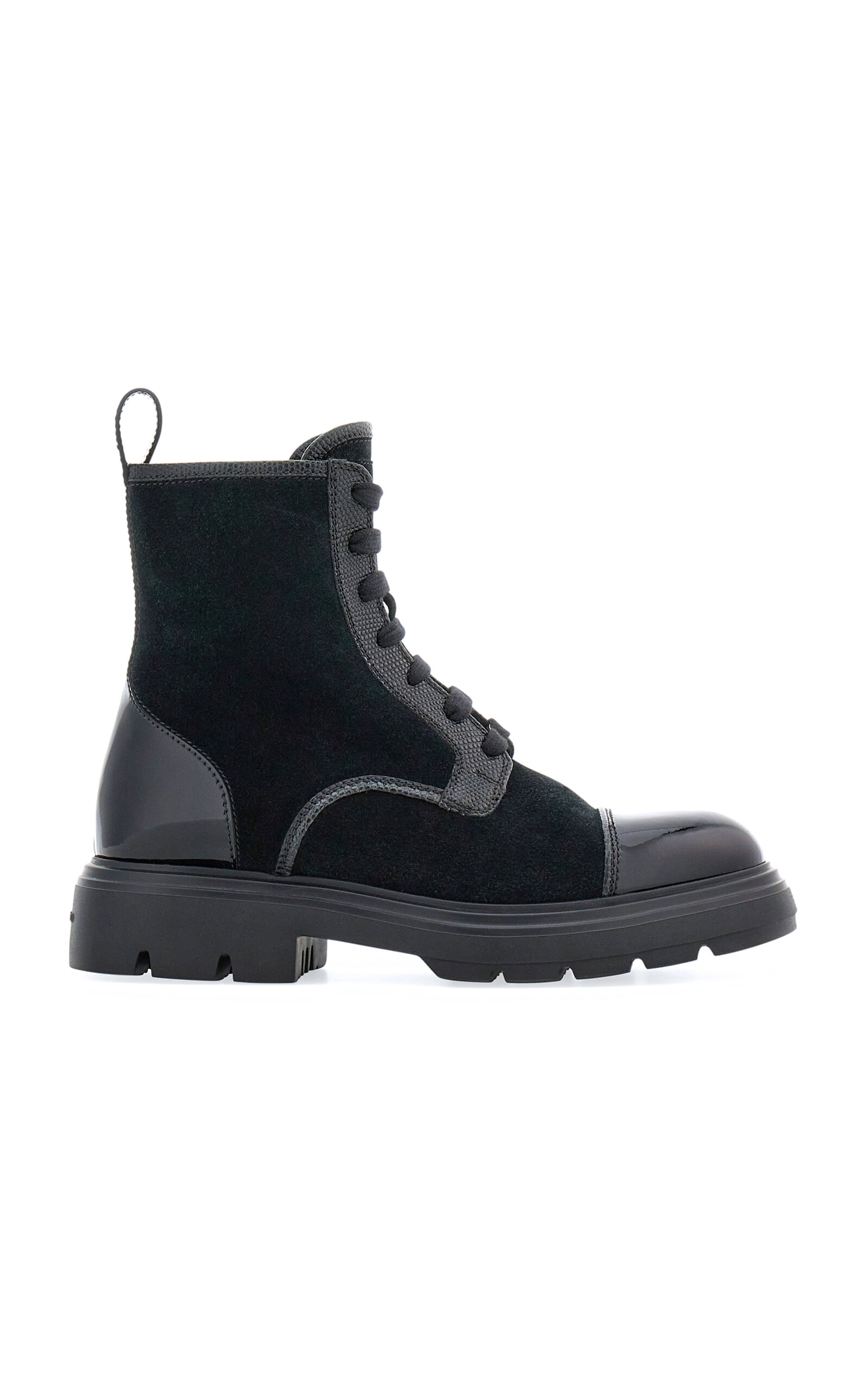 FERRAGAMO DYON LEATHER COMBAT BOOTS 