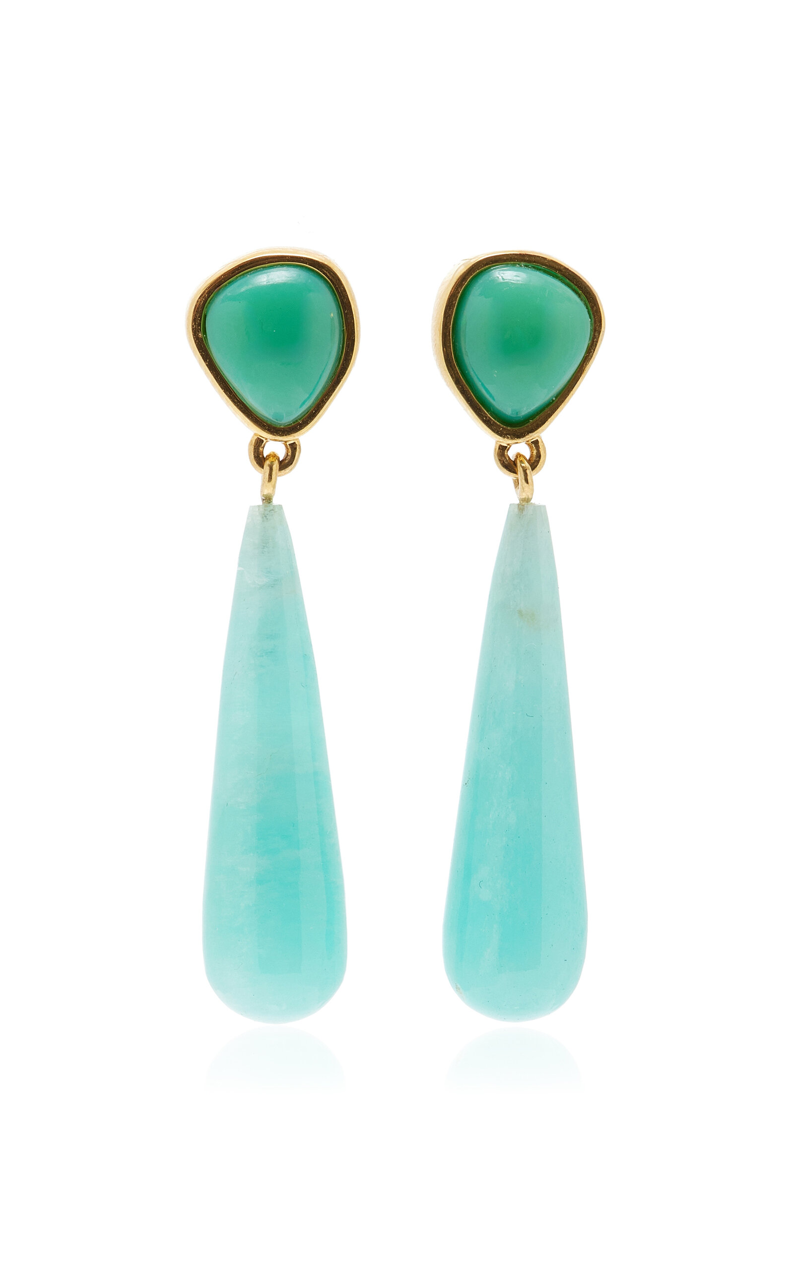 Alaria Drop Gold-Plated Chrysoprase And Amazonite Earrings