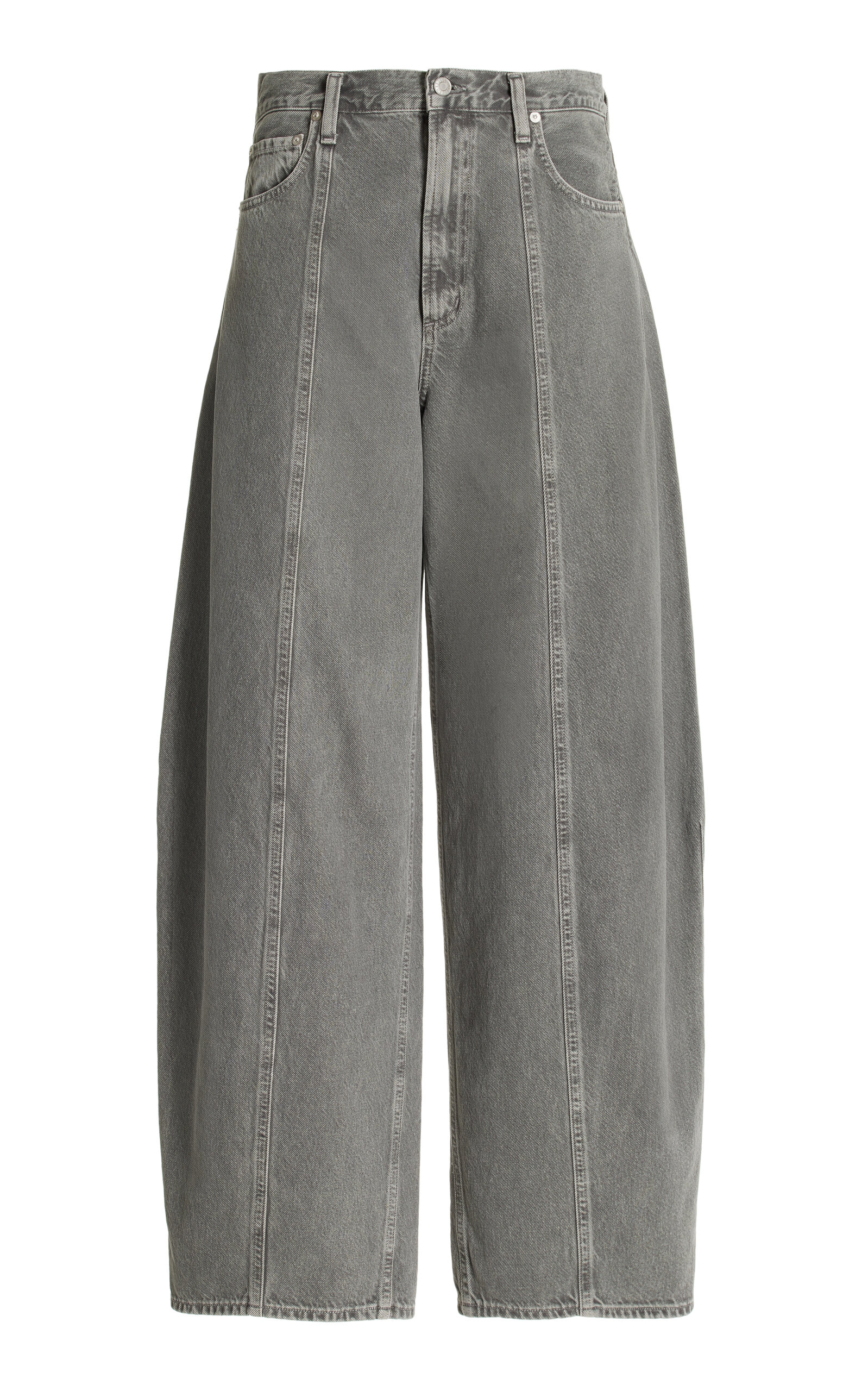 Shop Agolde Kristen Rigid High-rise Tapered-leg Jeans In Grey