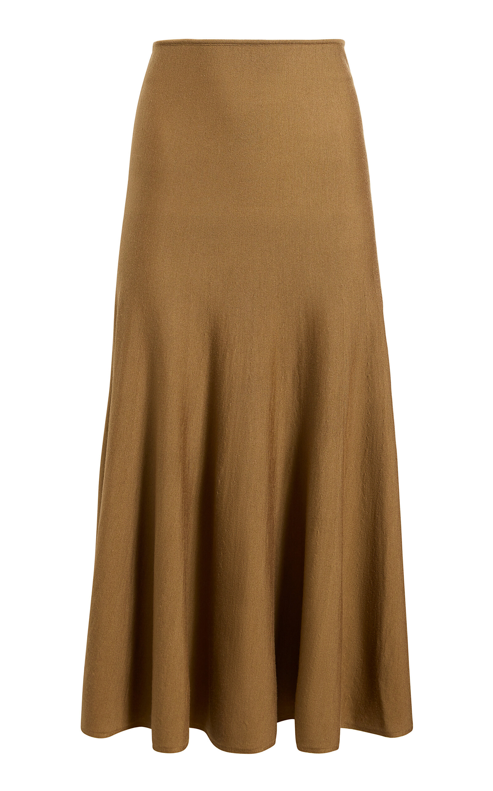 Shop Khaite Mayu Mid-rise Mine Merino Maxi Skirt In Brown