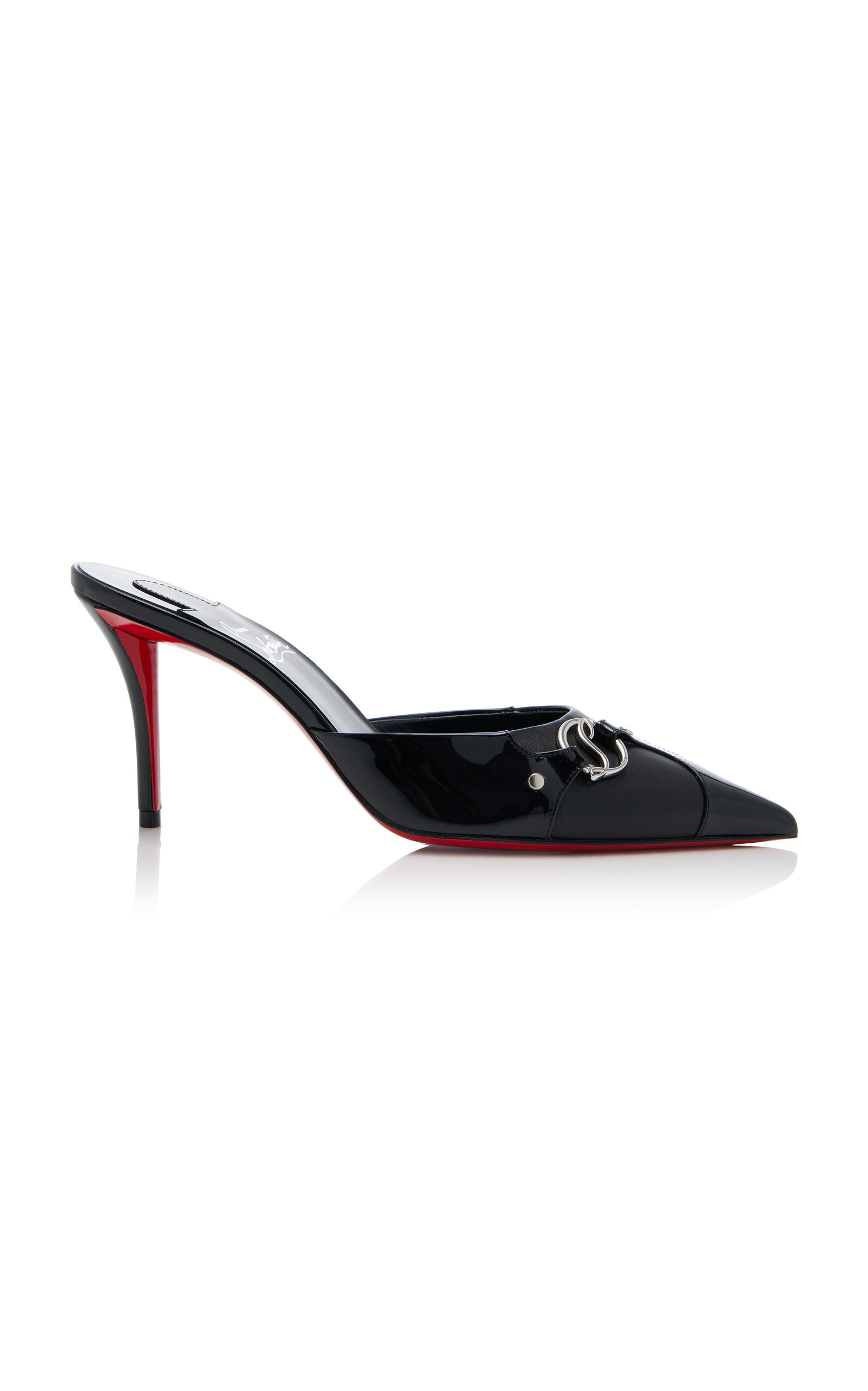 Shop Christian Louboutin Cl In 90s 80mm Patent Leather Mules In Black