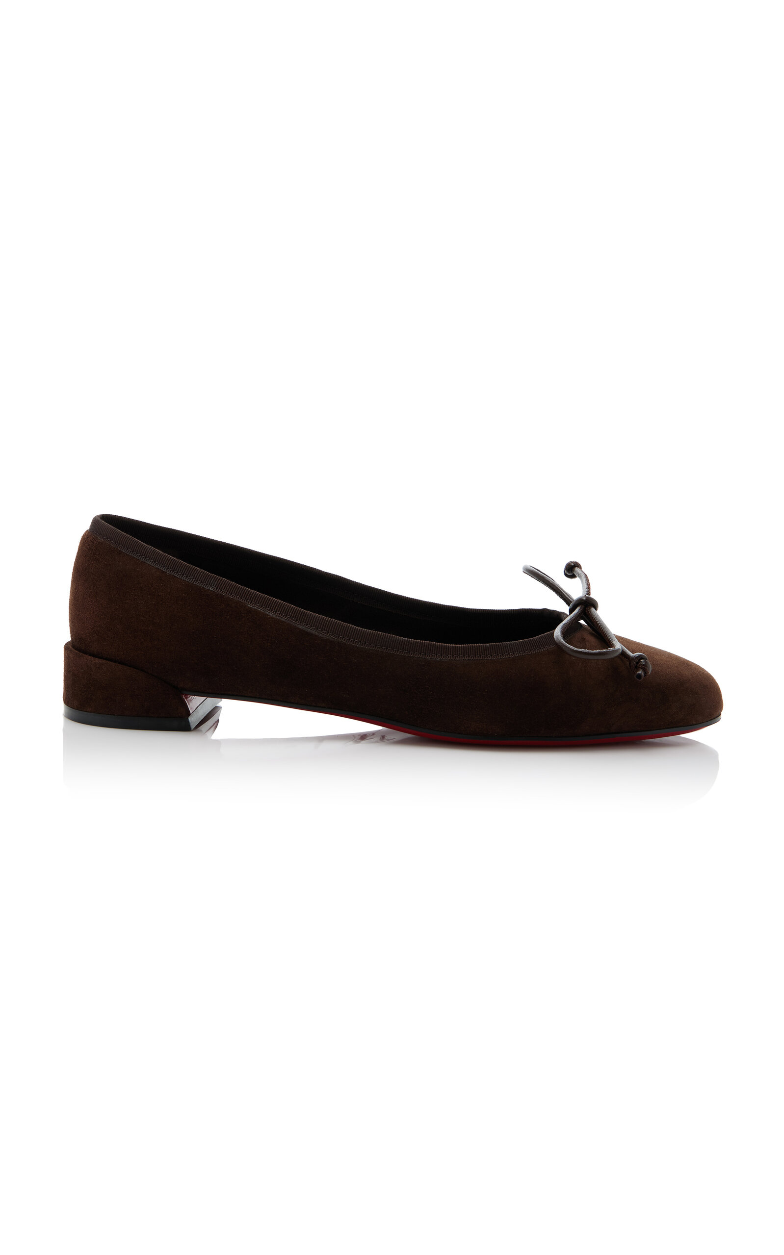 Shop Christian Louboutin Sweetie Jane Velvet Ballet Flats In Brown