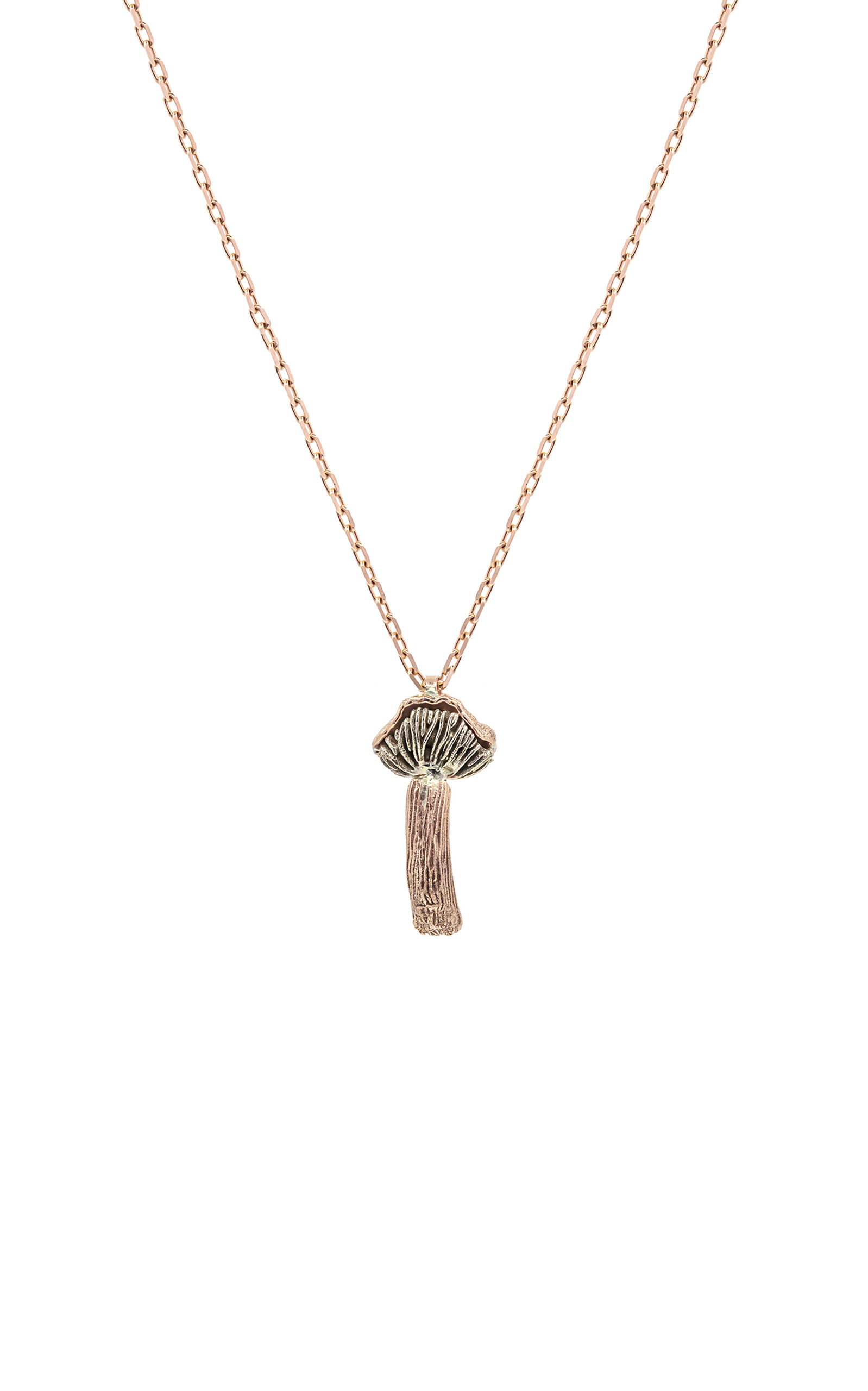 Fungi Laccaria 14K Rose and White Gold Necklace