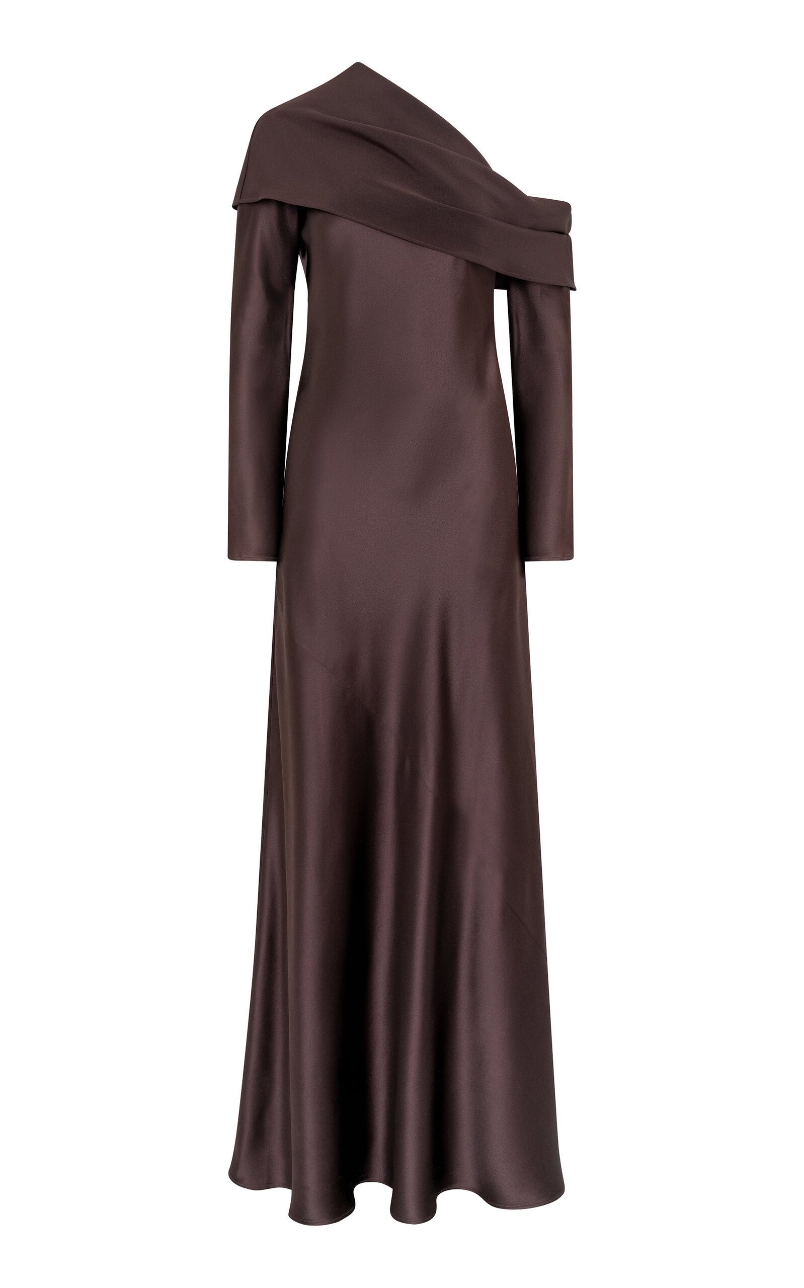 Shop Heirlome Billie Silk One-shoulder Maxi Dress In Brown