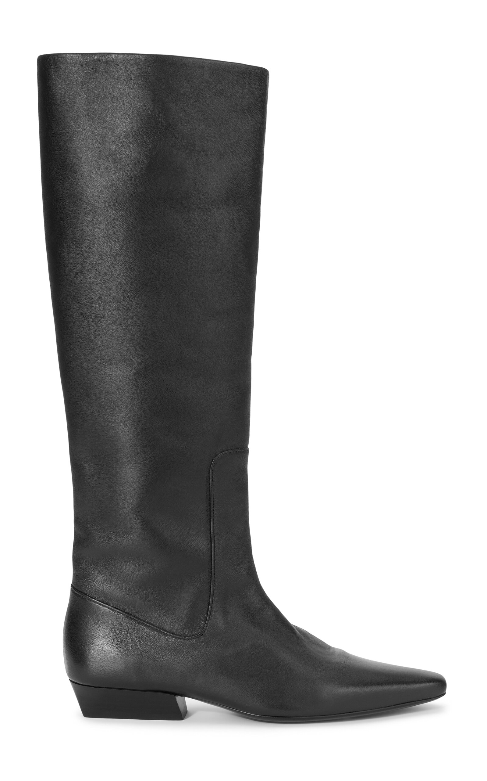 Shop Staud Wally Leather Knee Boots In Black