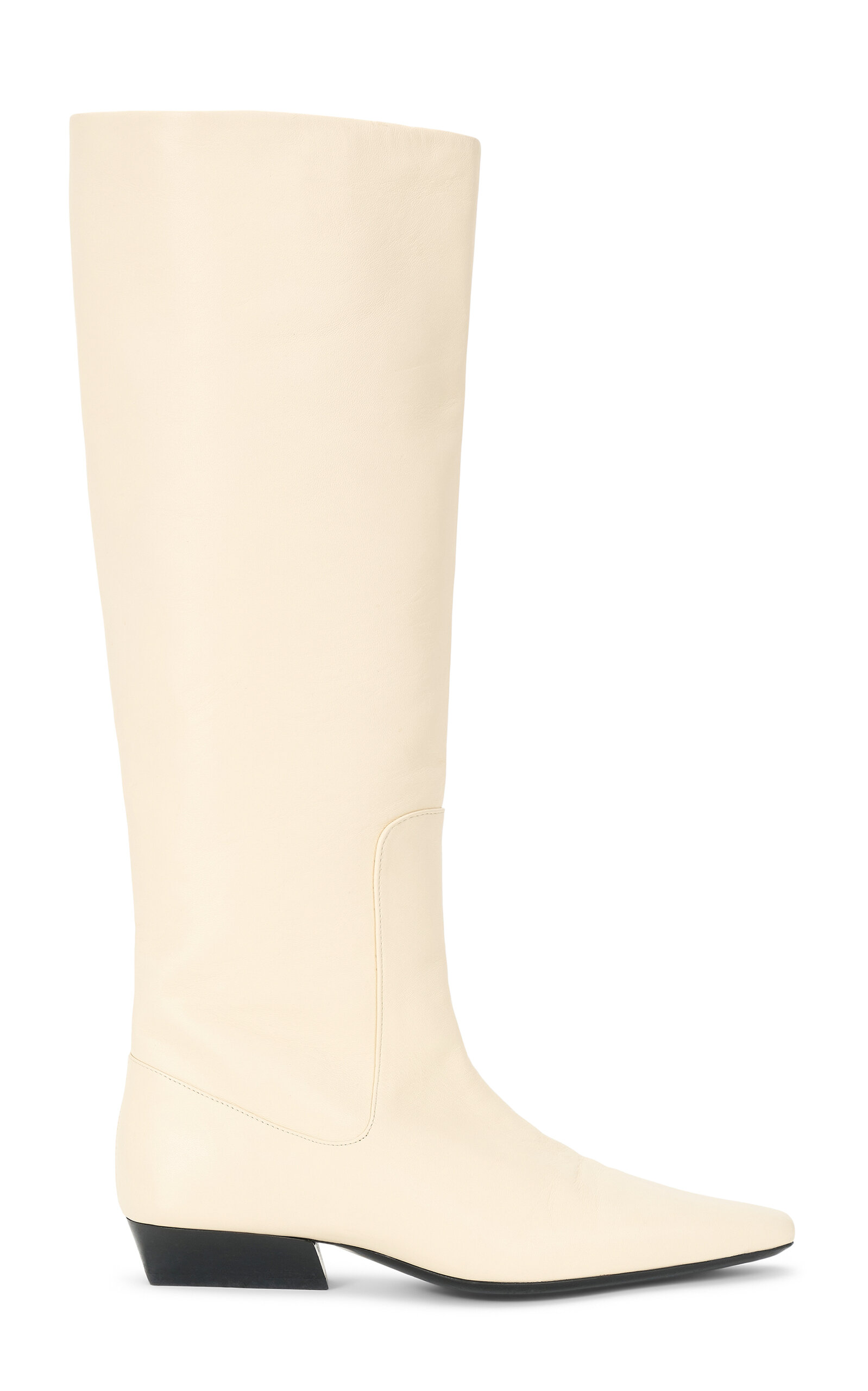 Shop Staud Wally Leather Knee Boots In White