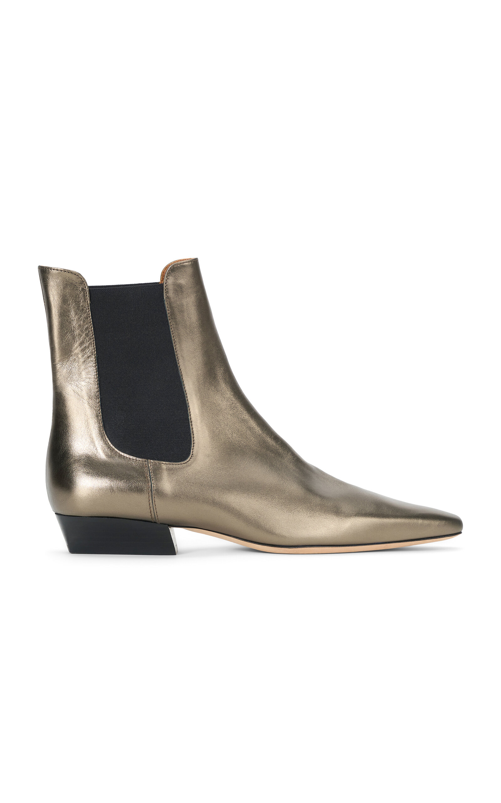 Shop Staud Wally Laminated Leather Chelsea Boots In Metallic