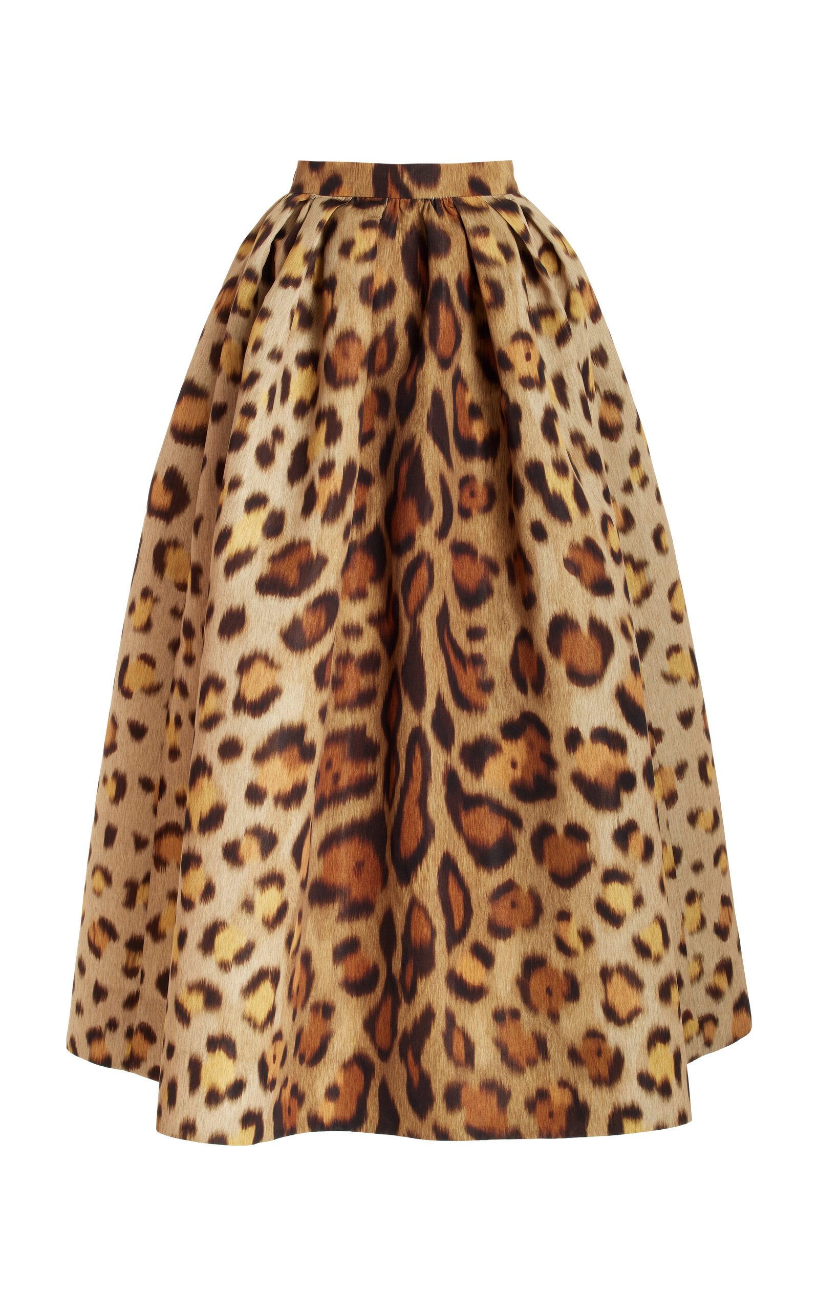 Shop Oscar De La Renta Animal-print Faille Midi Skirt